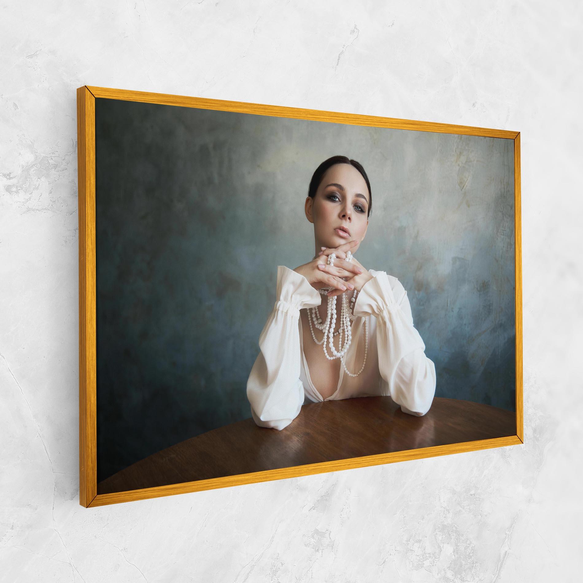 Leinwandbild Girl White Pearls mockup 1