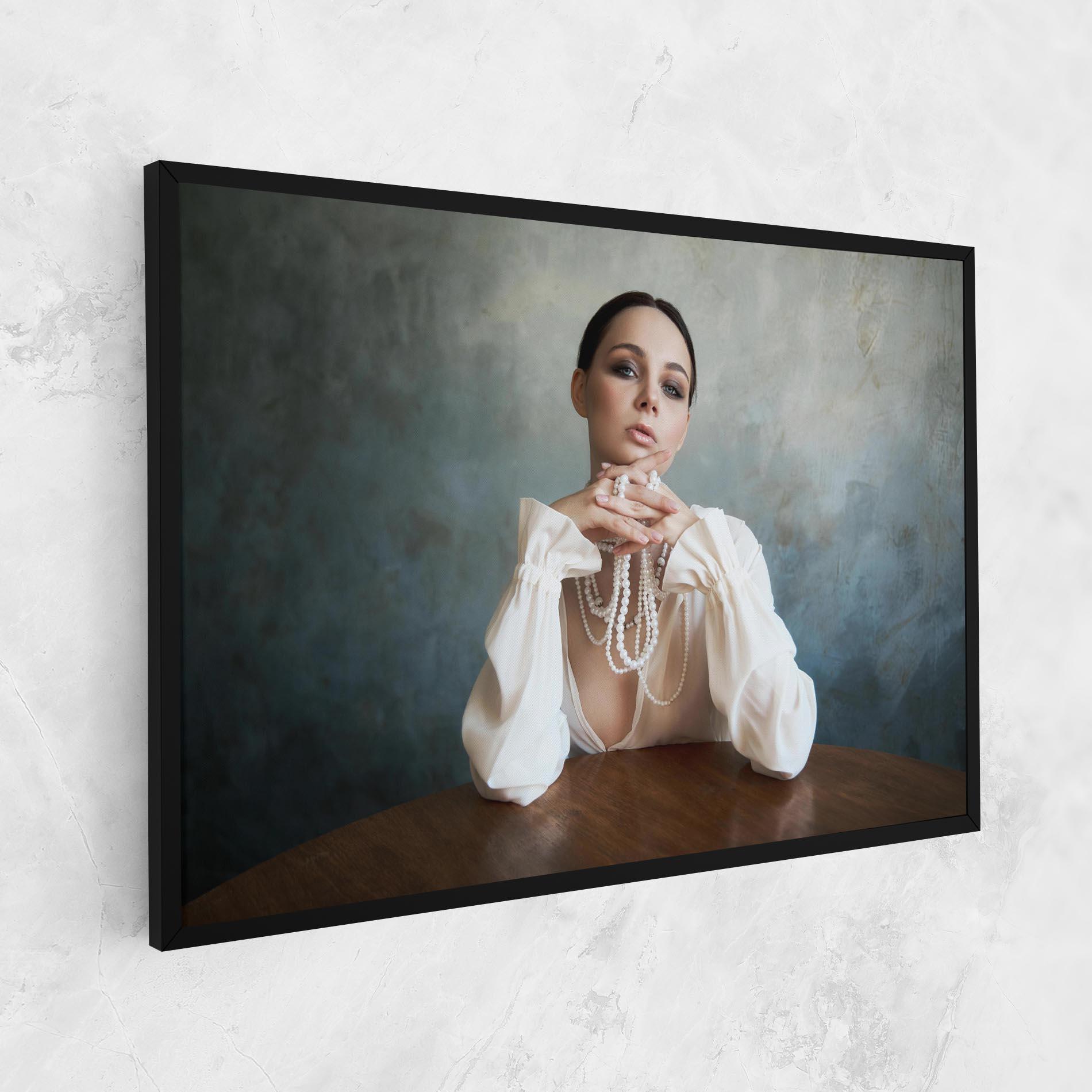 Leinwandbild Girl White Pearls mockup 1
