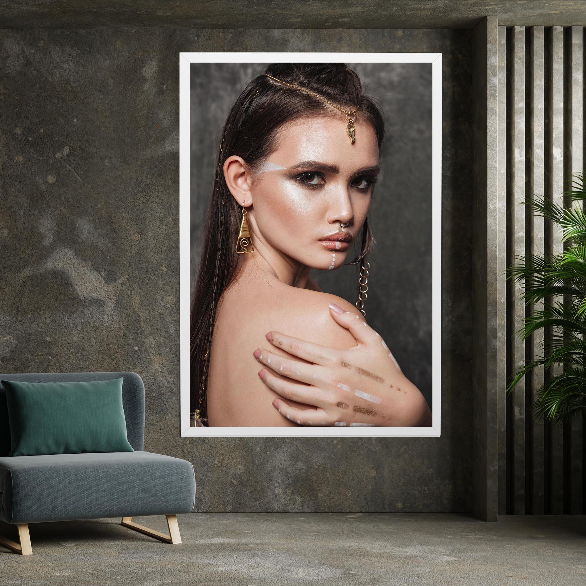 Leinwandbild Gold Triangle Earring mockup 7