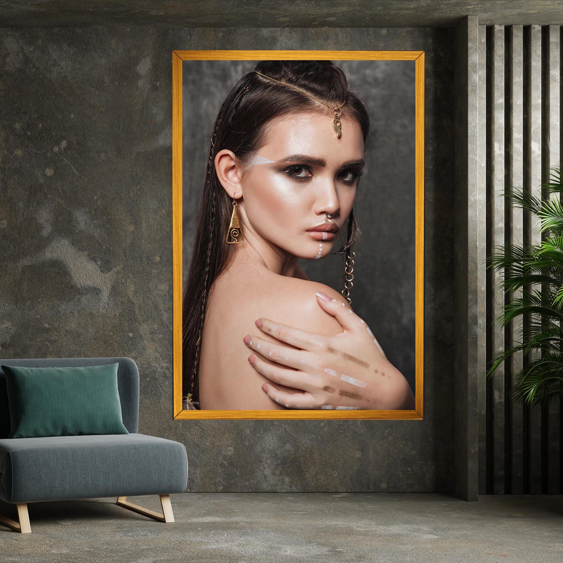 Leinwandbild Gold Triangle Earring mockup 7