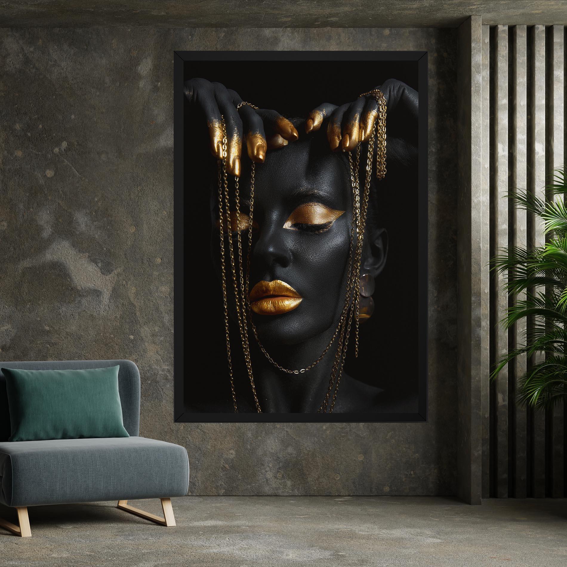 Leinwandbild Black Gold Chain Makeup mockup 7