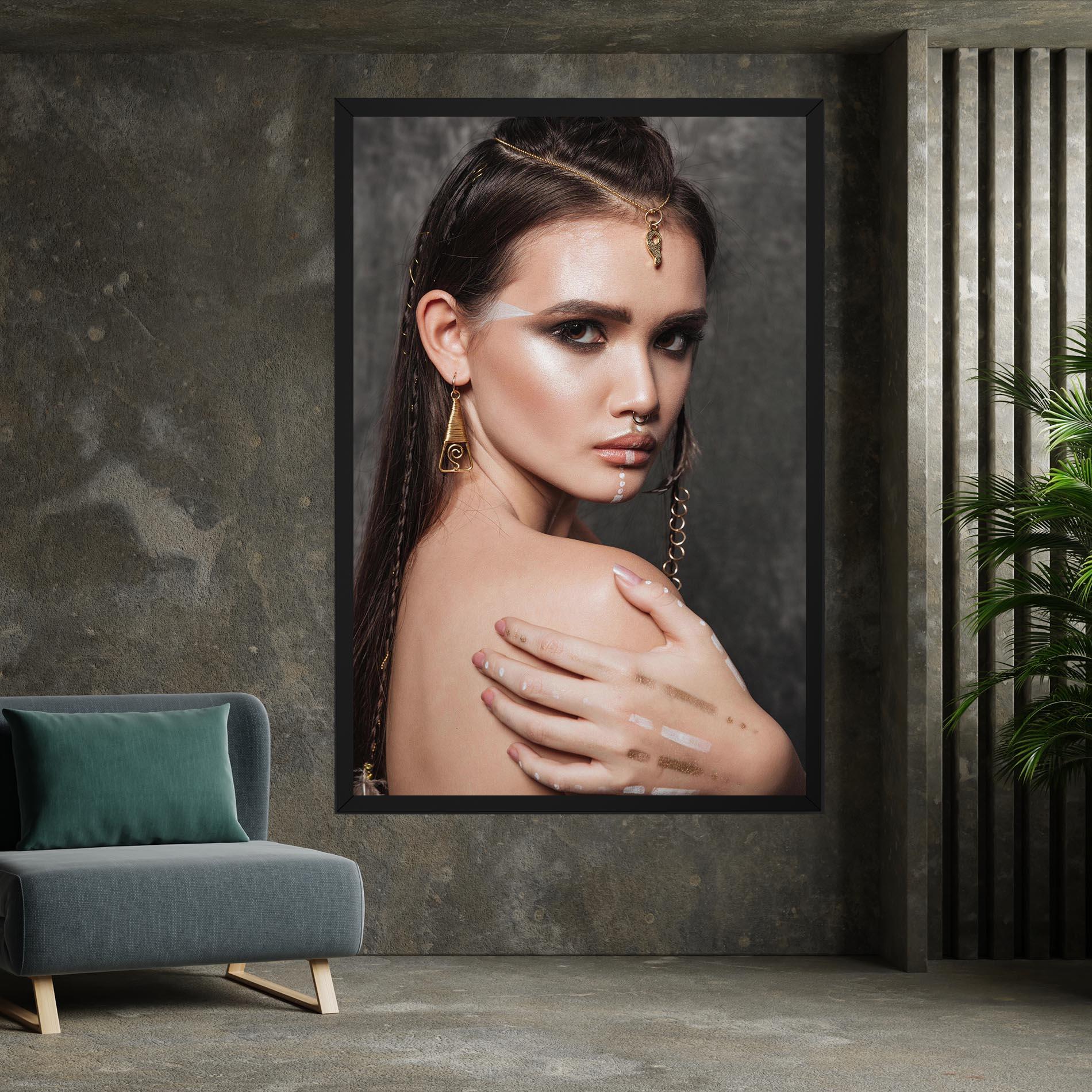 Leinwandbild Gold Triangle Earring mockup 7