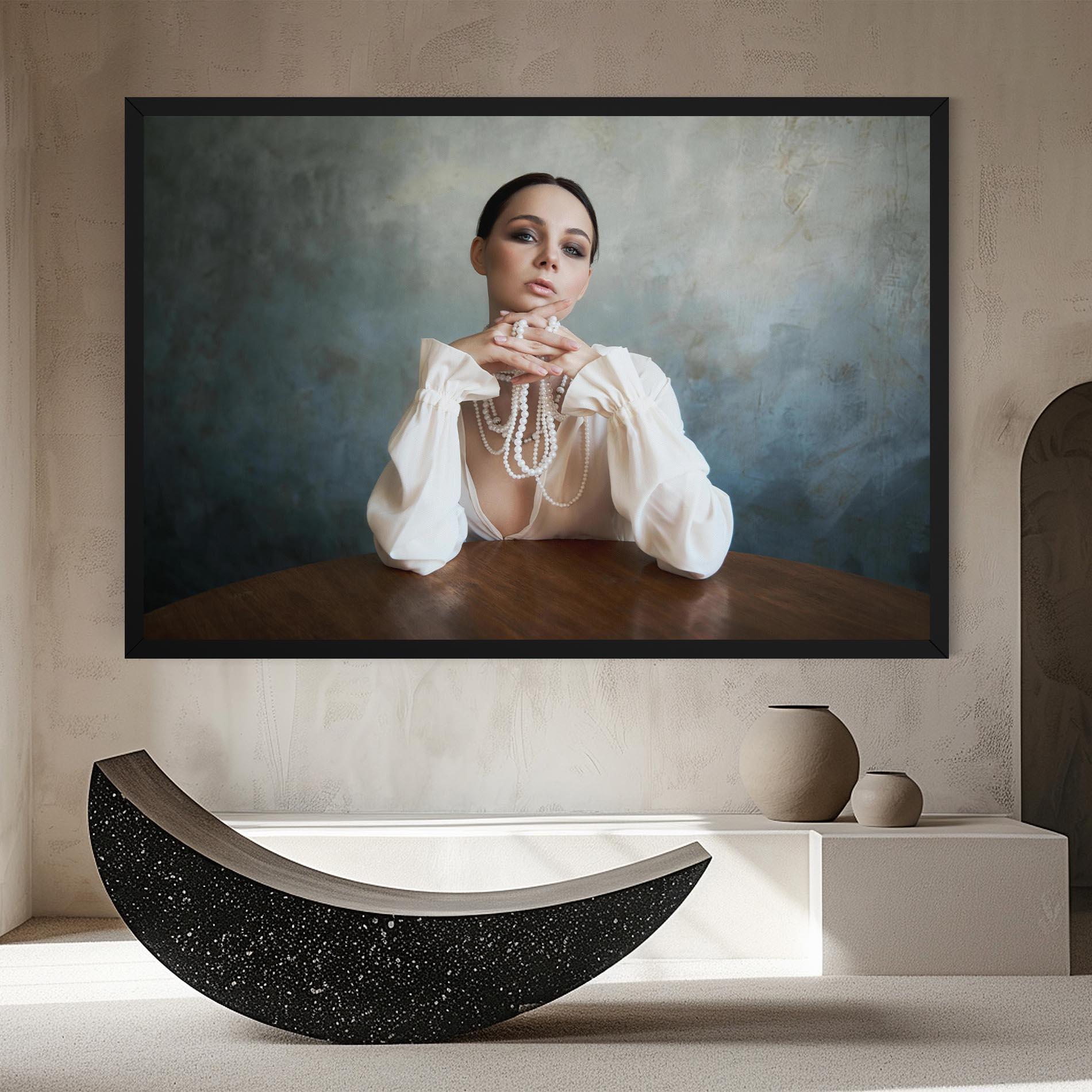 Leinwandbild Girl White Pearls mockup 8