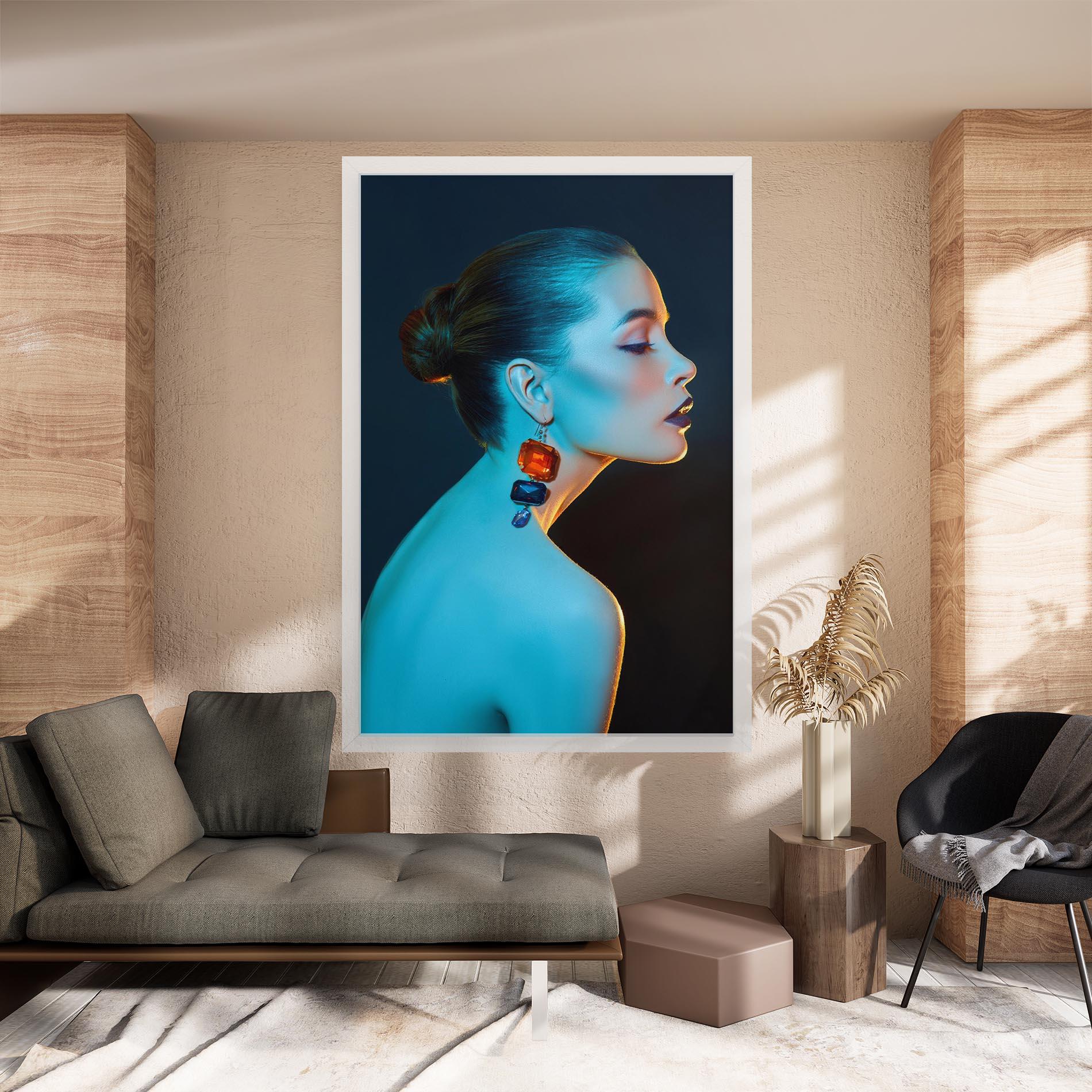 Leinwandbild Blue Light Earring mockup 8