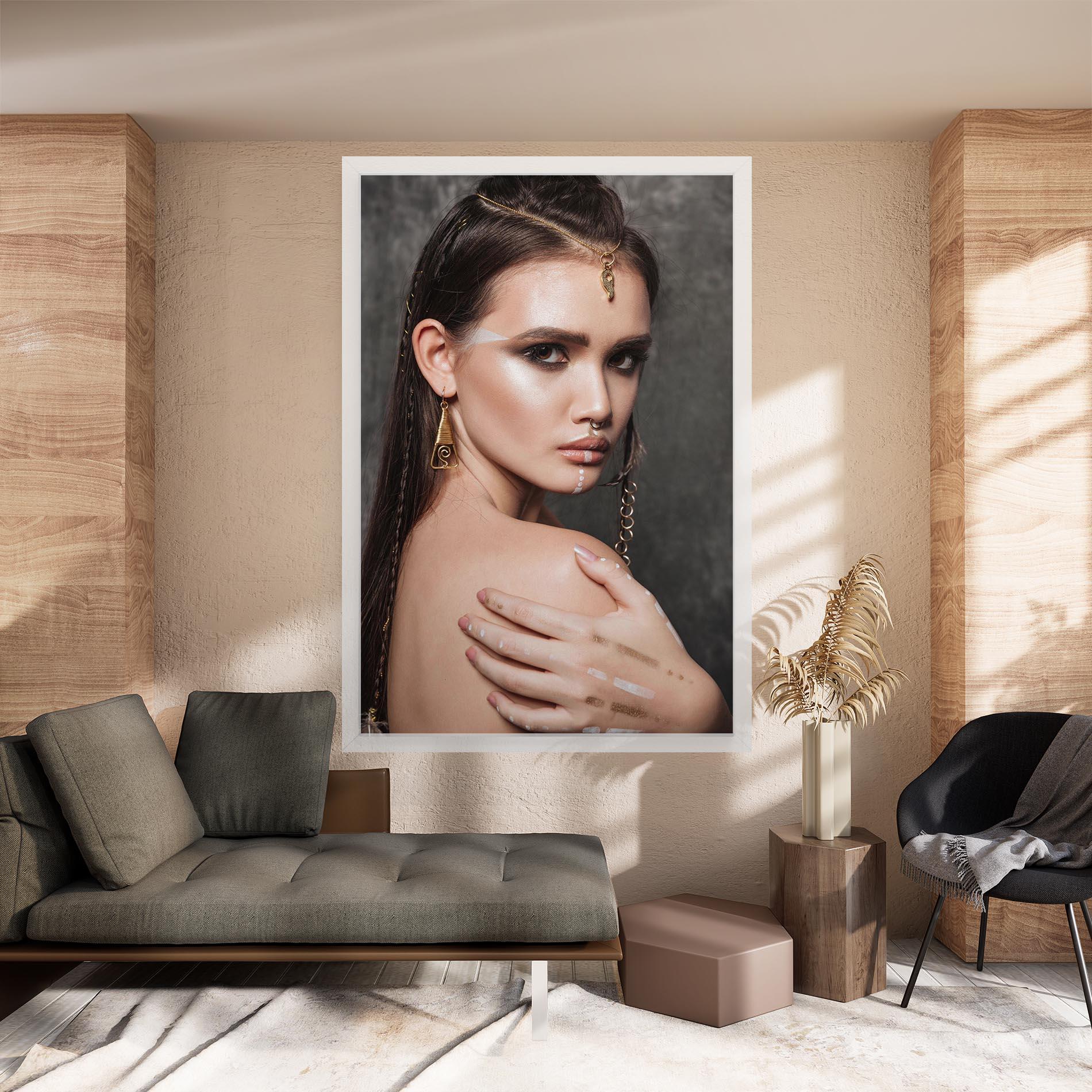 Leinwandbild Gold Triangle Earring mockup 8
