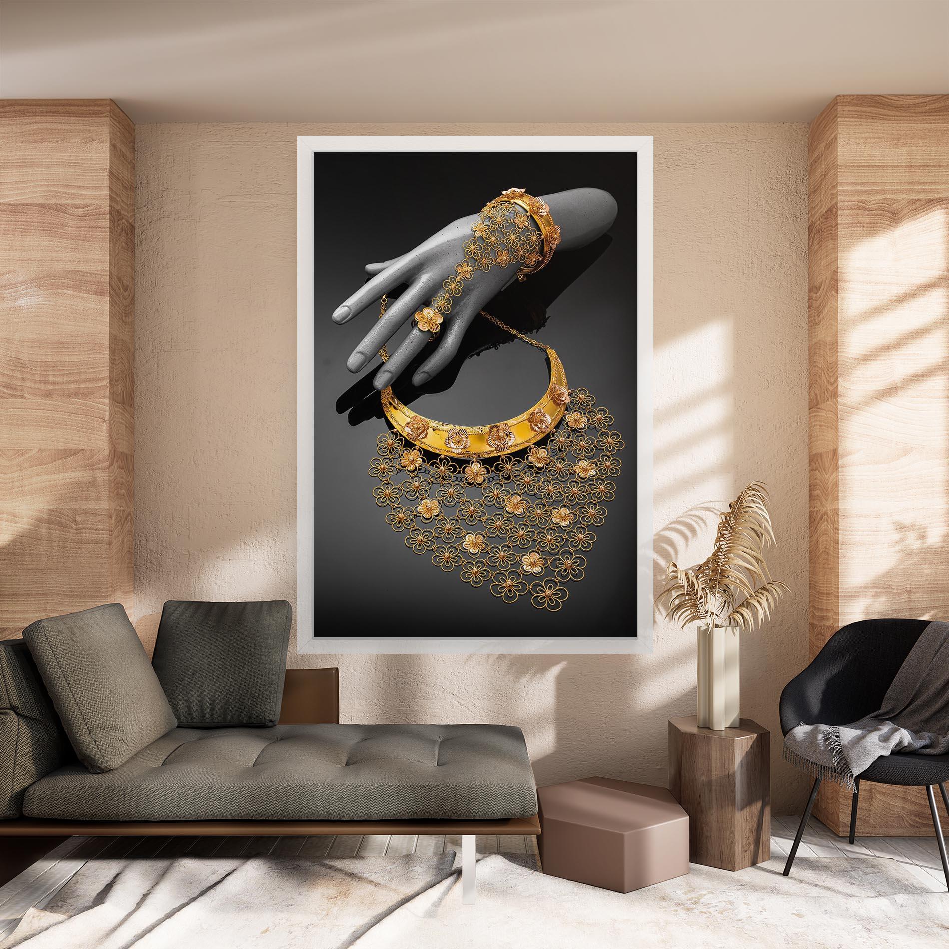 Leinwandbild Golden Jewelery Set mockup 8