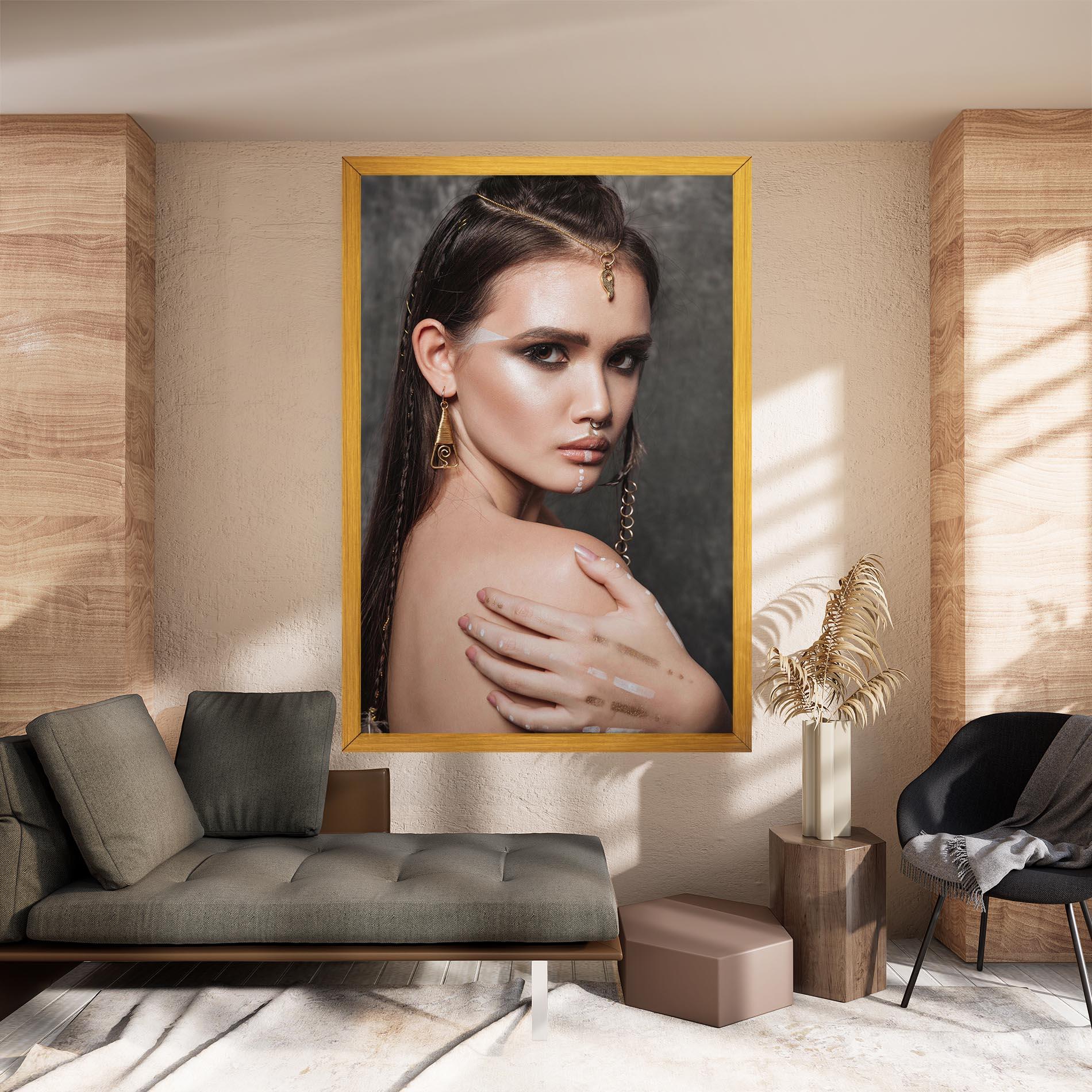 Leinwandbild Gold Triangle Earring mockup 8
