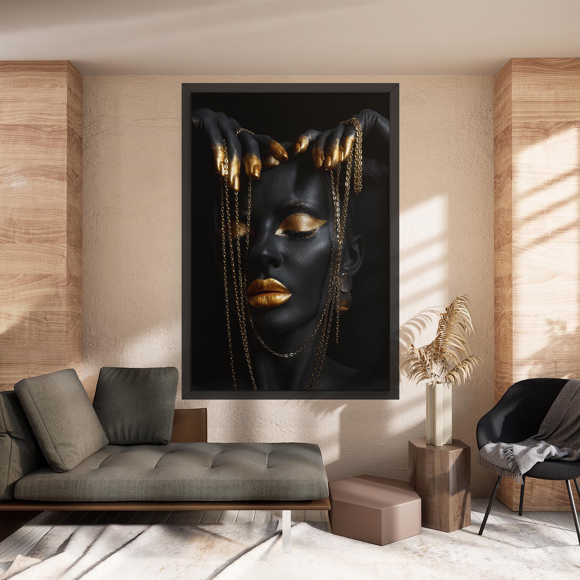 Leinwandbild Black Gold Chain Makeup mockup 8