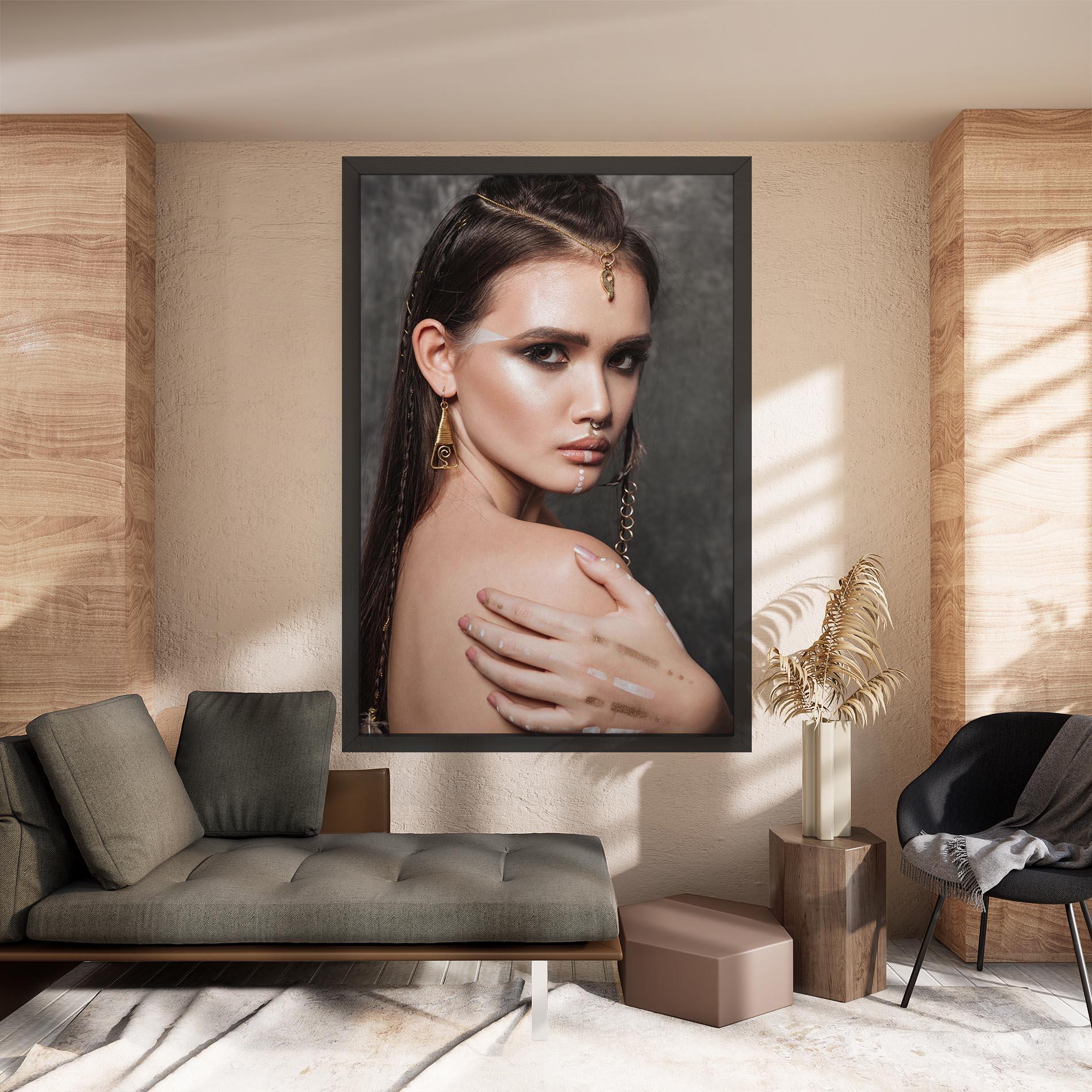 Leinwandbild Gold Triangle Earring mockup 8