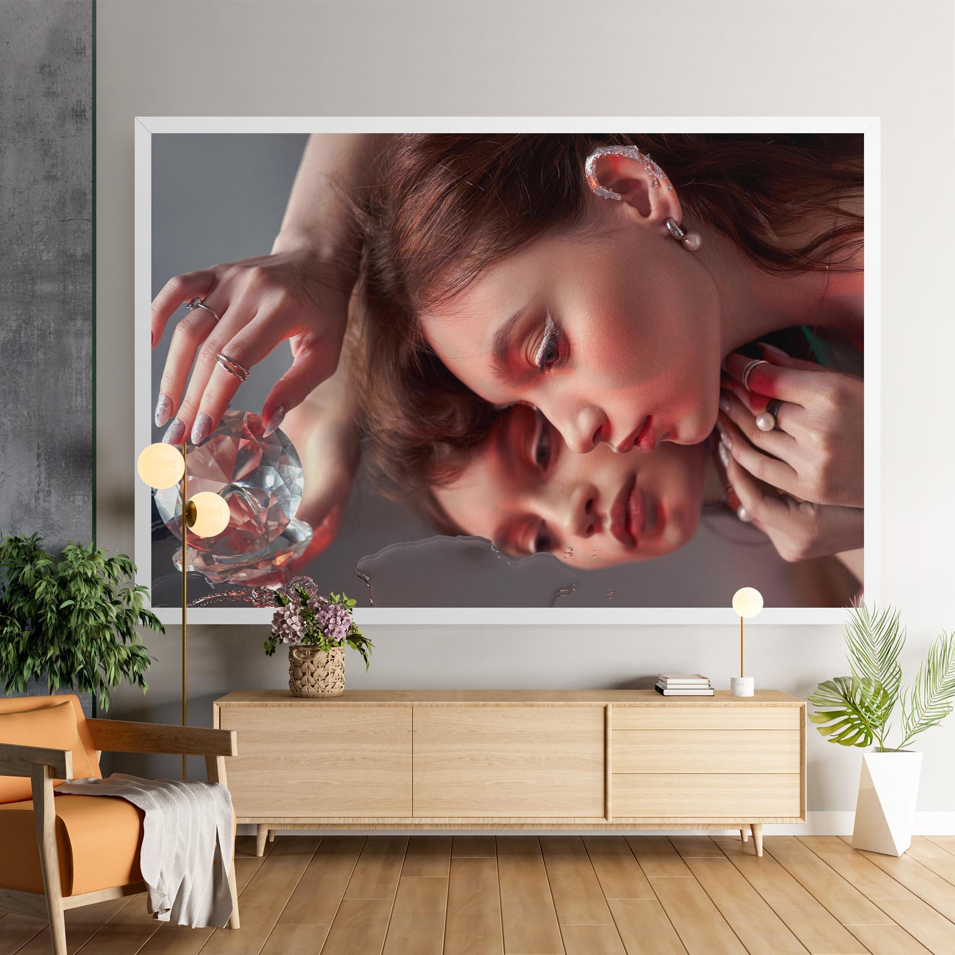 Leinwandbild Big Diamond Hand mockup 9