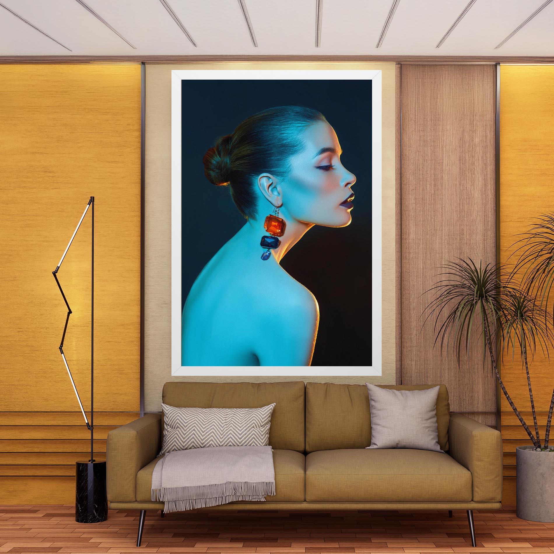 Leinwandbild Blue Light Earring mockup 9