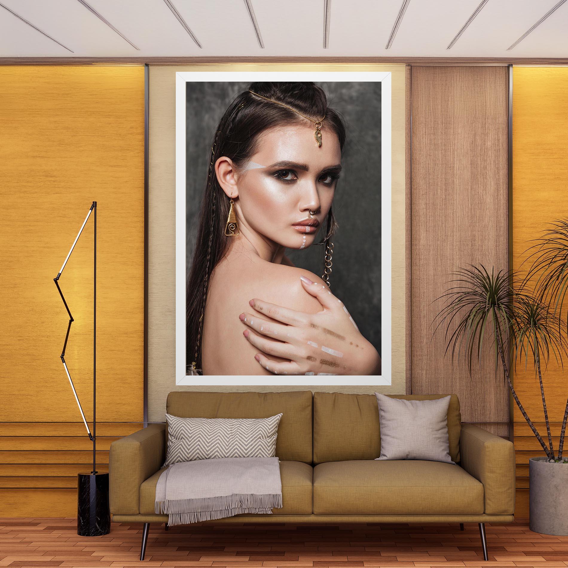 Leinwandbild Gold Triangle Earring mockup 9