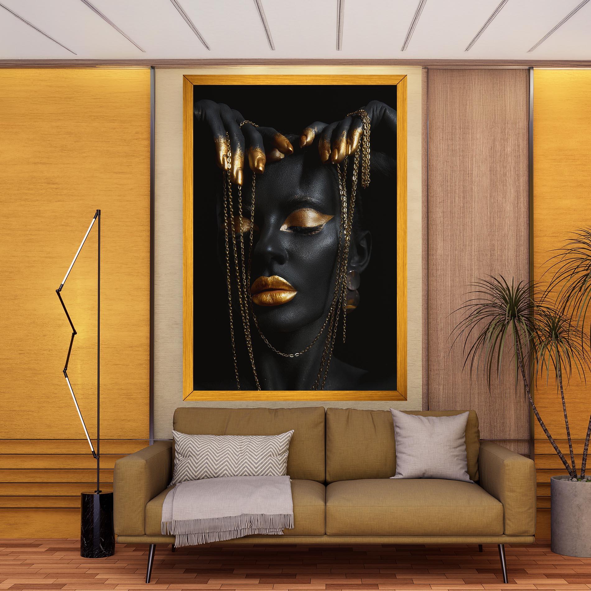 Leinwandbild Black Gold Chain Makeup mockup 9