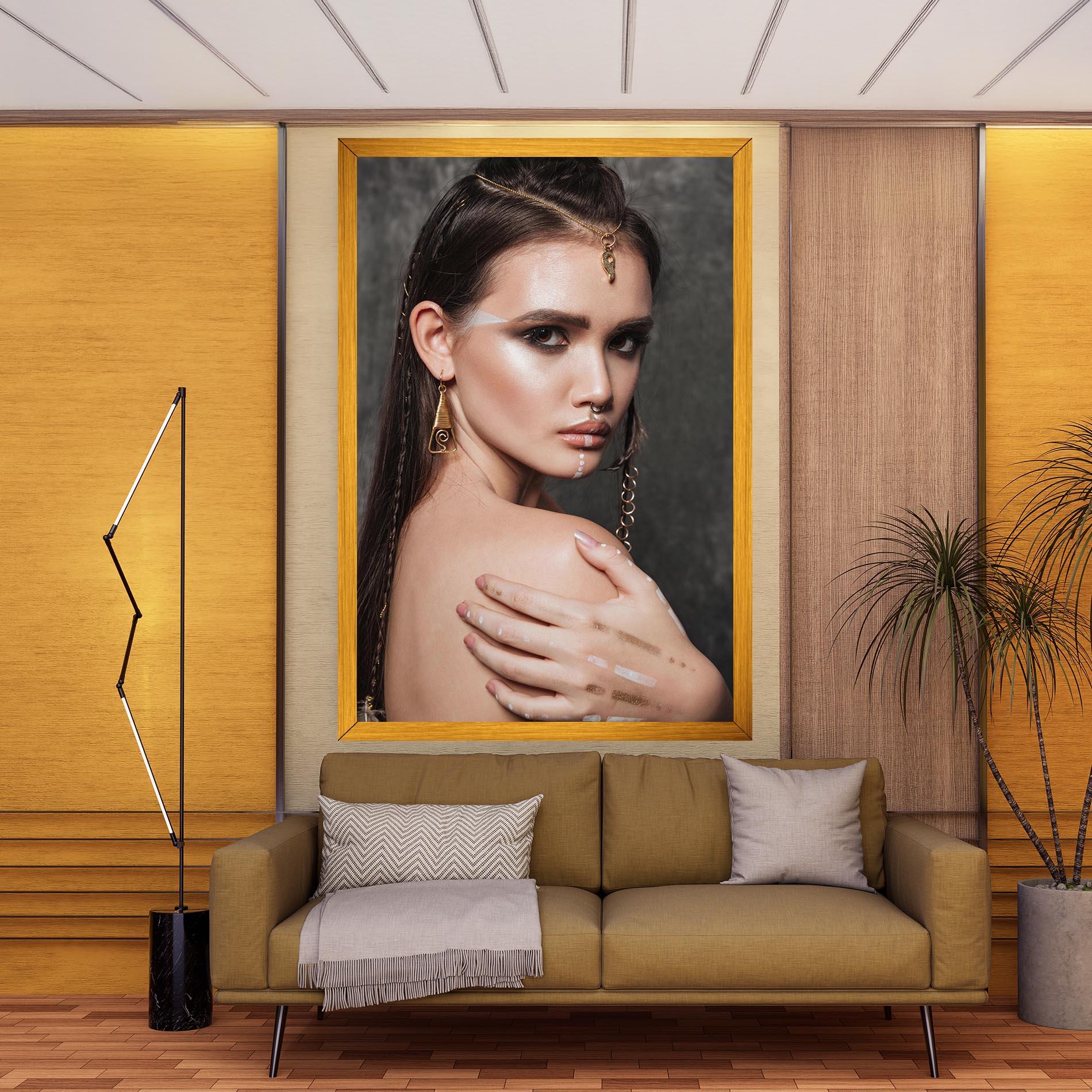 Leinwandbild Gold Triangle Earring mockup 9