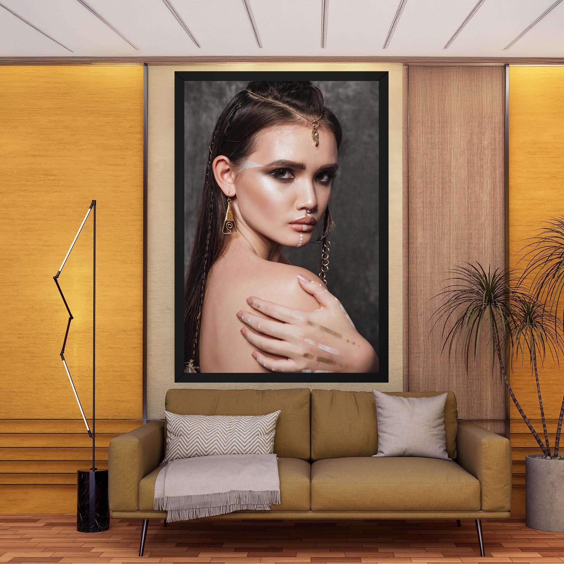 Leinwandbild Gold Triangle Earring mockup 9