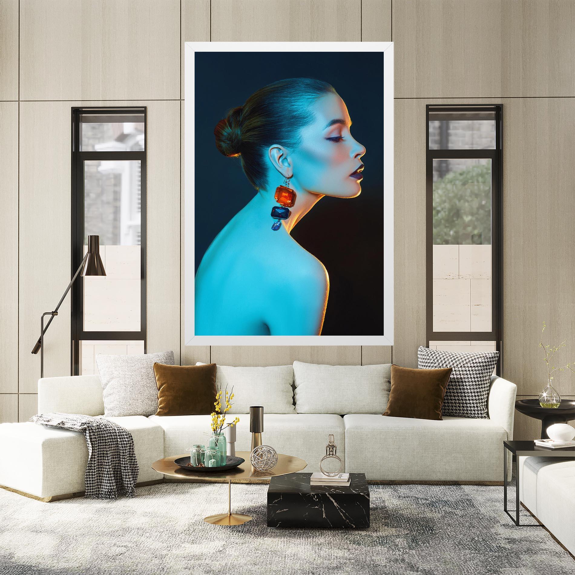 Leinwandbild Blue Light Earring mockup 2