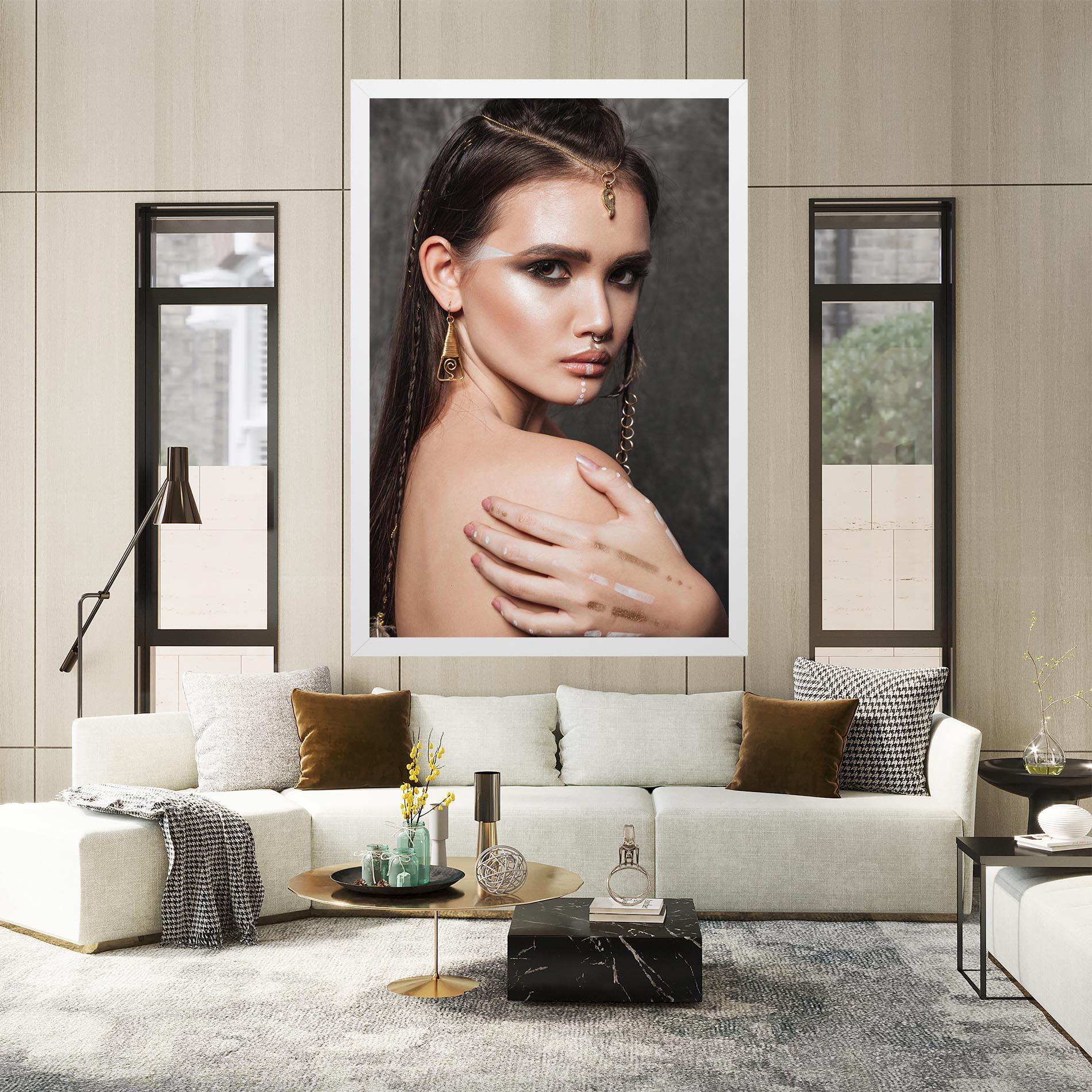 Leinwandbild Gold Triangle Earring mockup 2