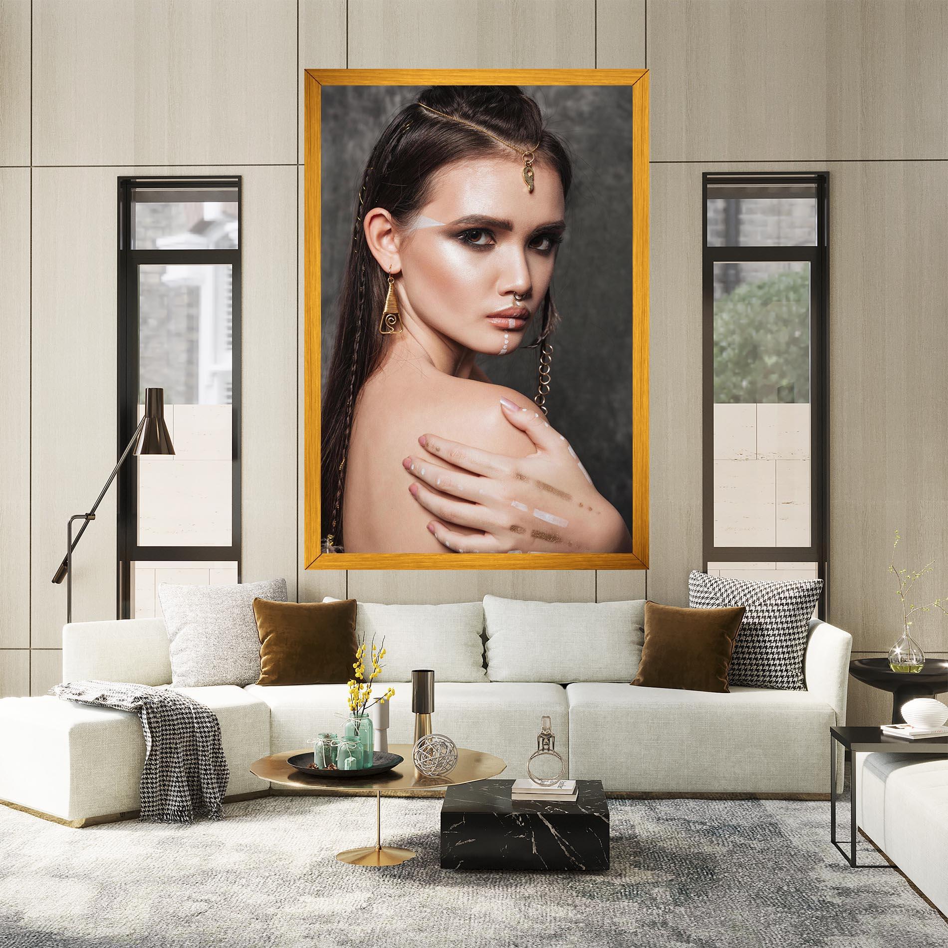 Leinwandbild Gold Triangle Earring mockup 2