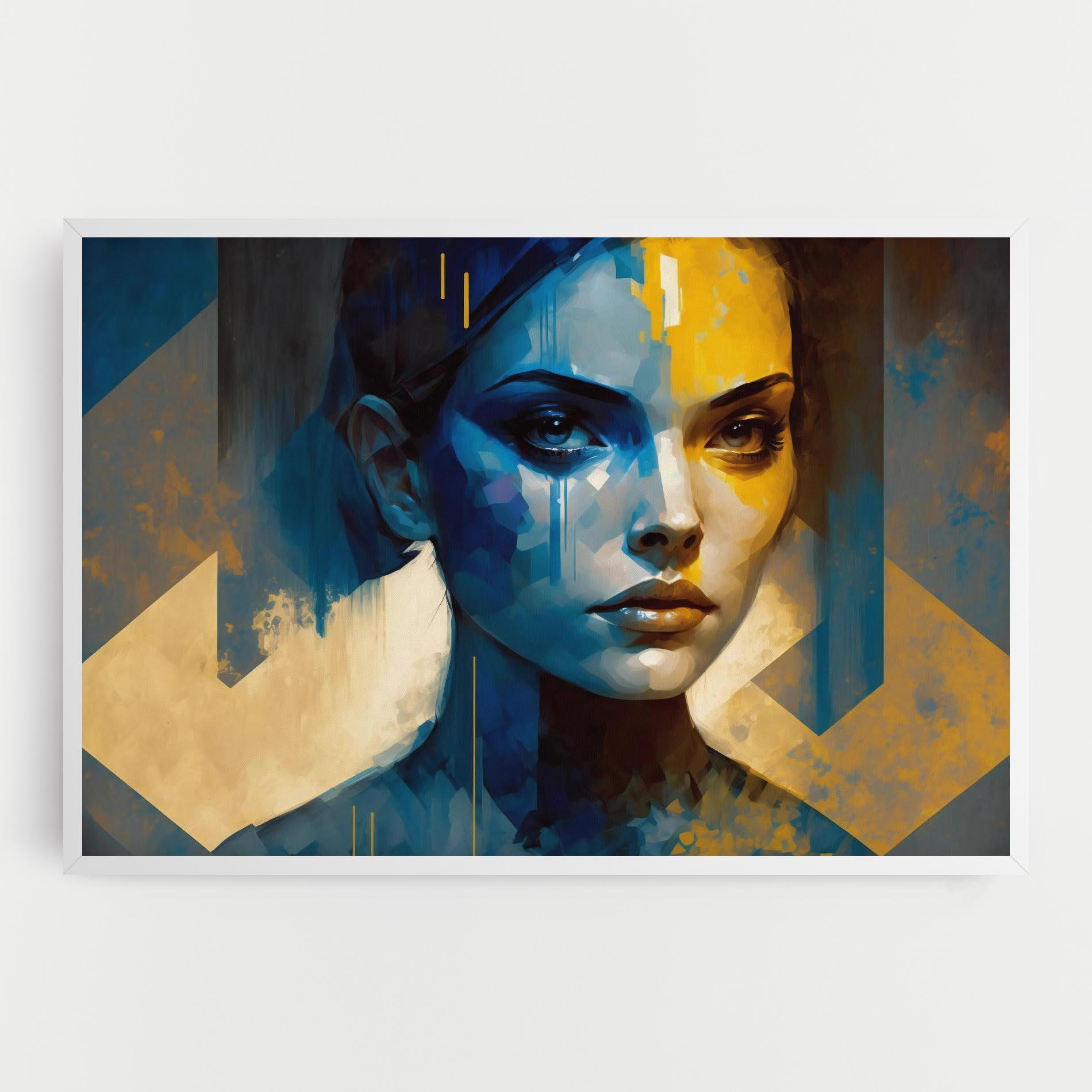 Leinwandbild Gold Blue Face mockup 0