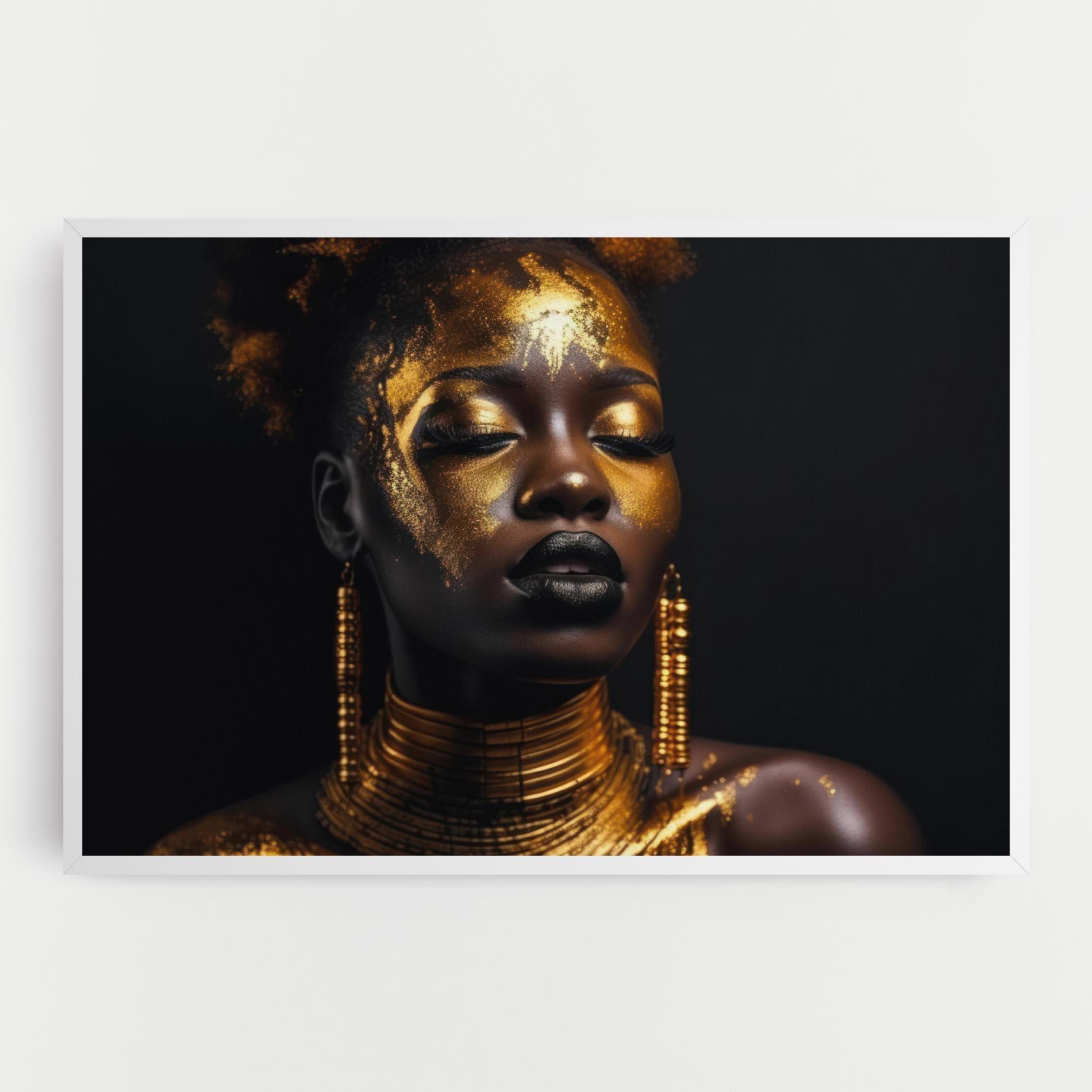 Leinwandbild Gold Makeup Black Lips mockup 0