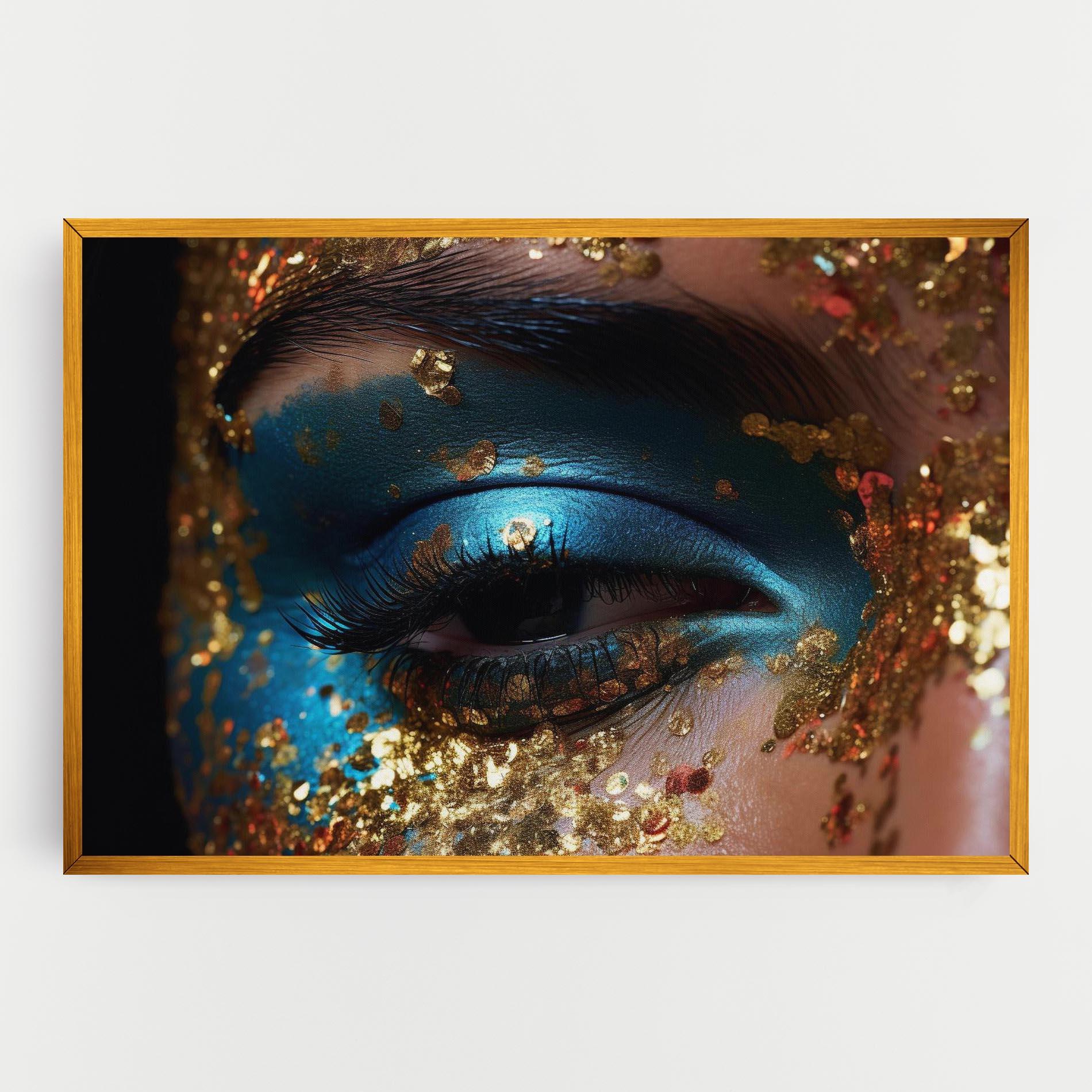 Leinwandbild Blue Gold Glitter mockup 0