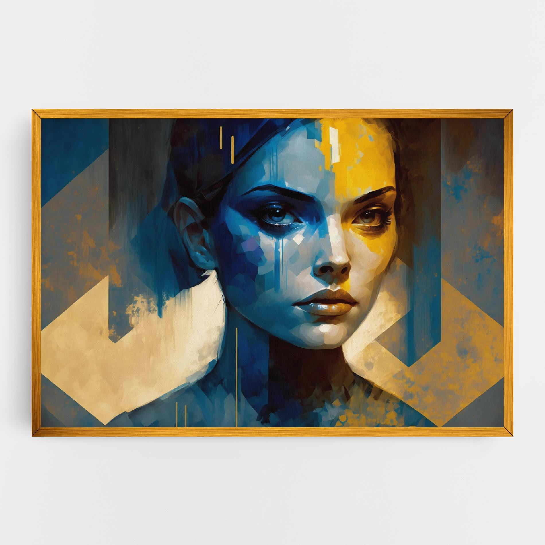 Leinwandbild Gold Blue Face mockup 0