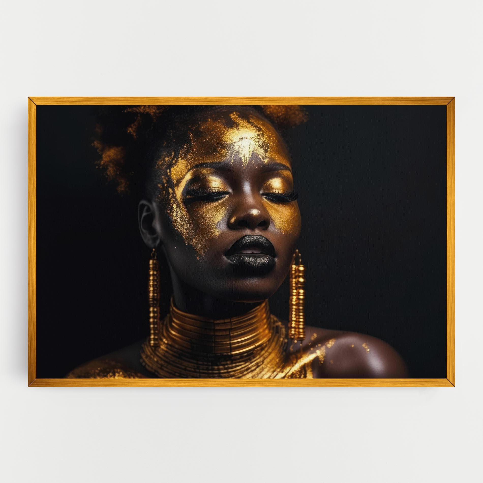 Leinwandbild Gold Makeup Black Lips mockup 0