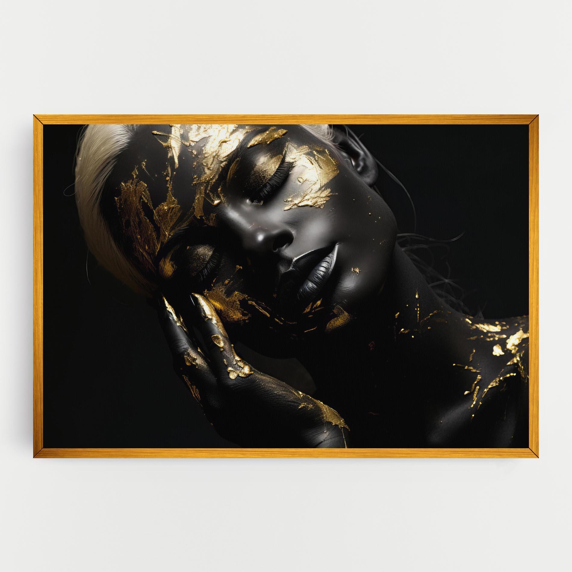 Leinwandbild Gold Makeup On Black mockup 0