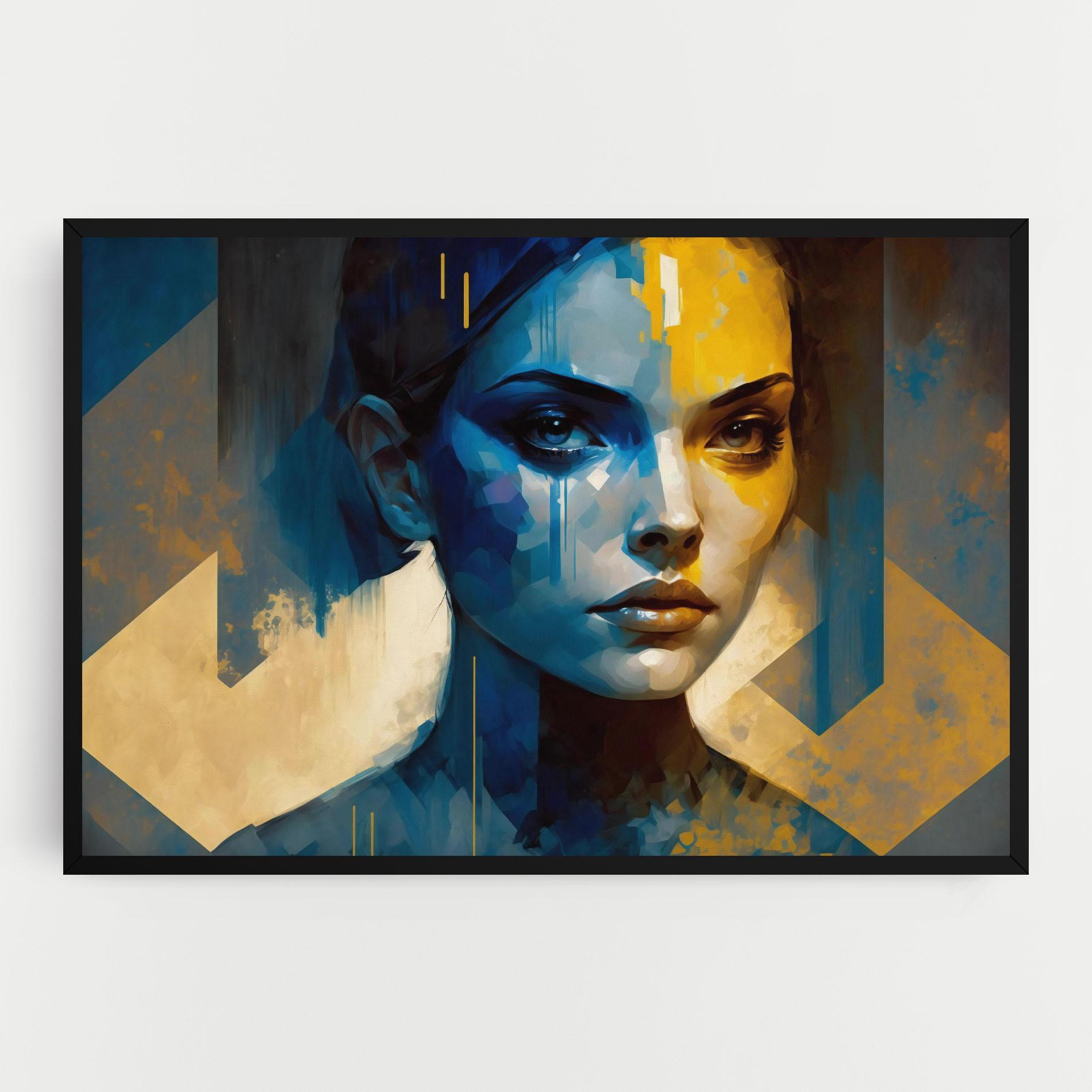 Leinwandbild Gold Blue Face mockup 0