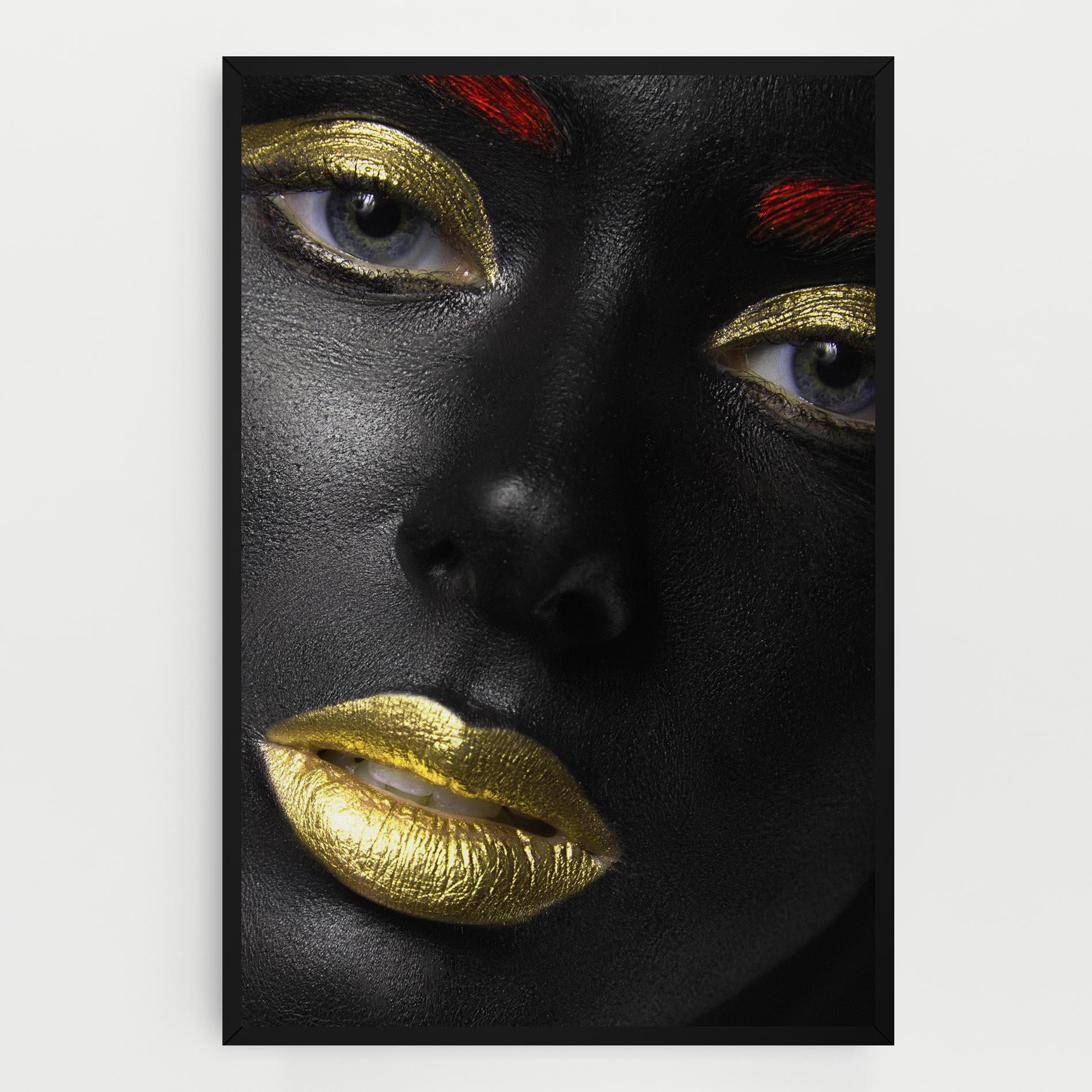 Leinwandbild Gold Make Up And Lips mockup 0