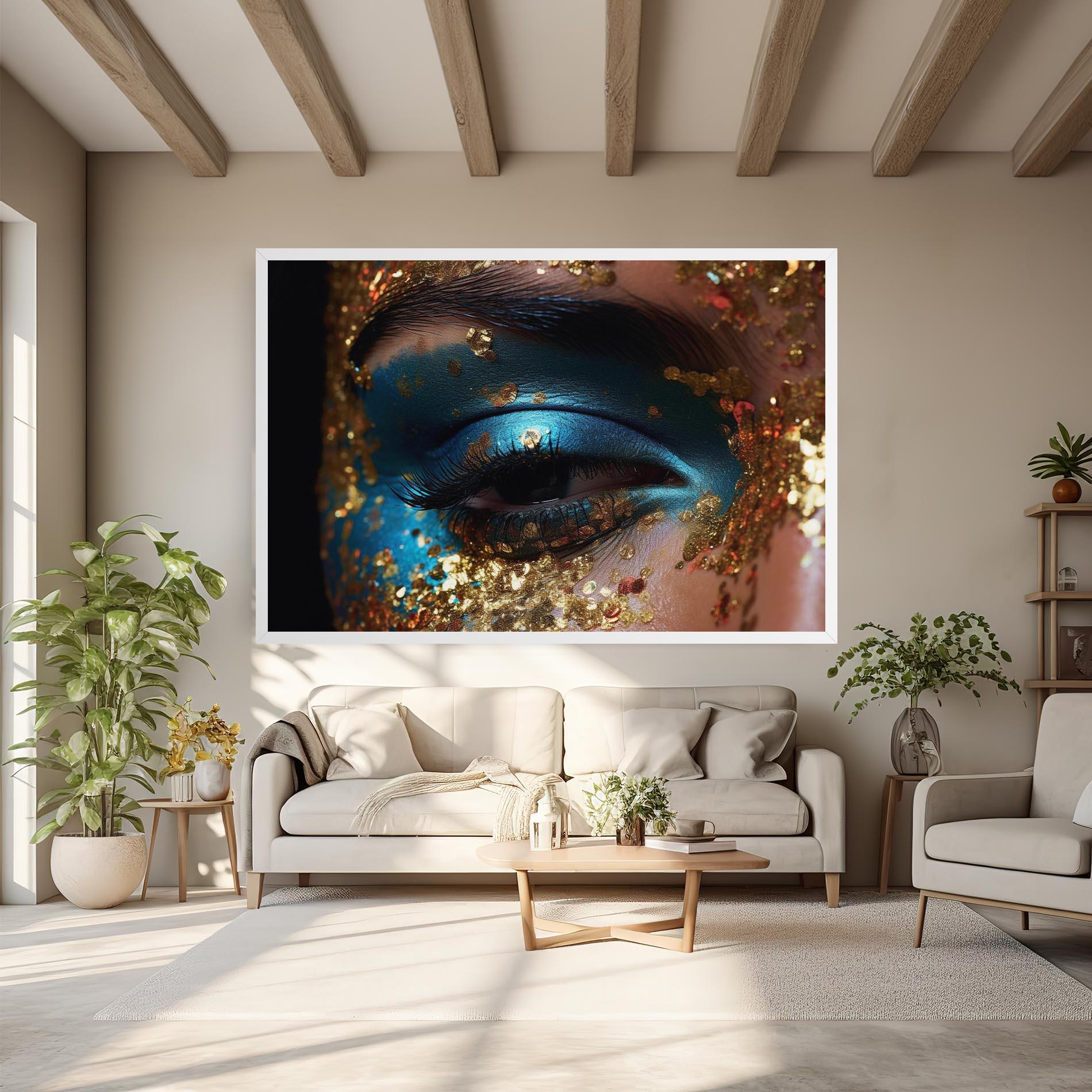 Leinwandbild Blue Gold Glitter mockup 6