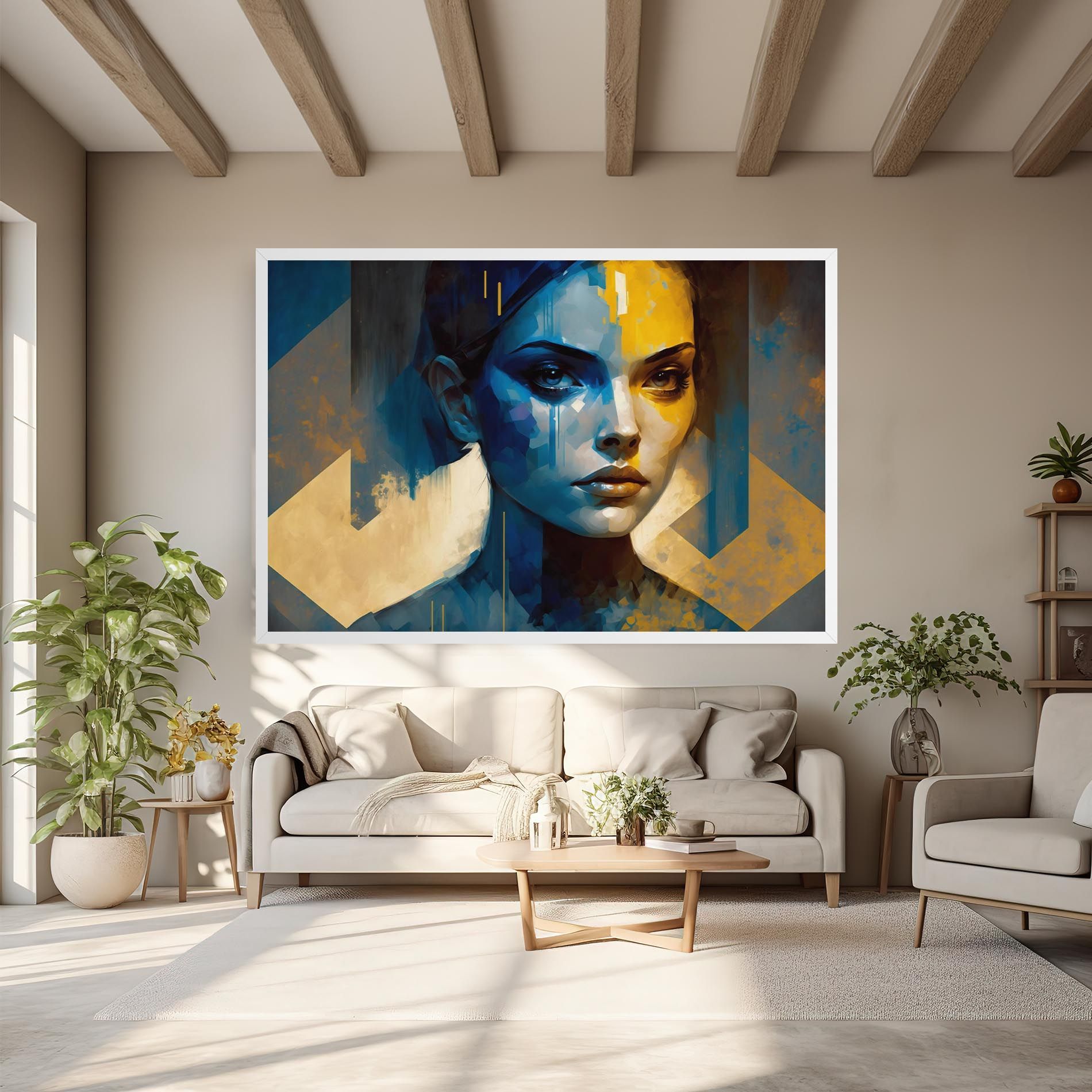 Gold Blue Face mockup 6