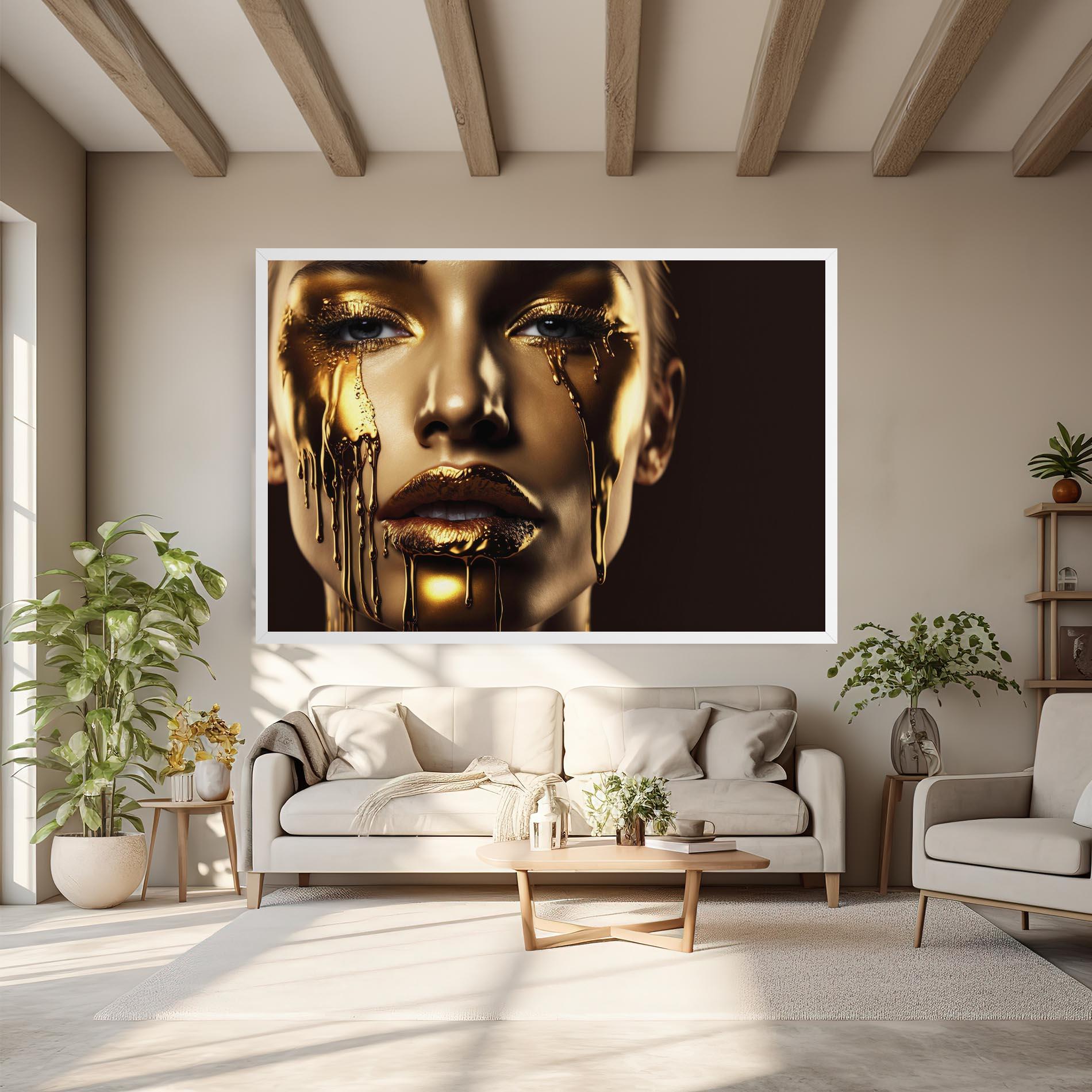 Leinwandbild Gold Dripping Makeup mockup 6