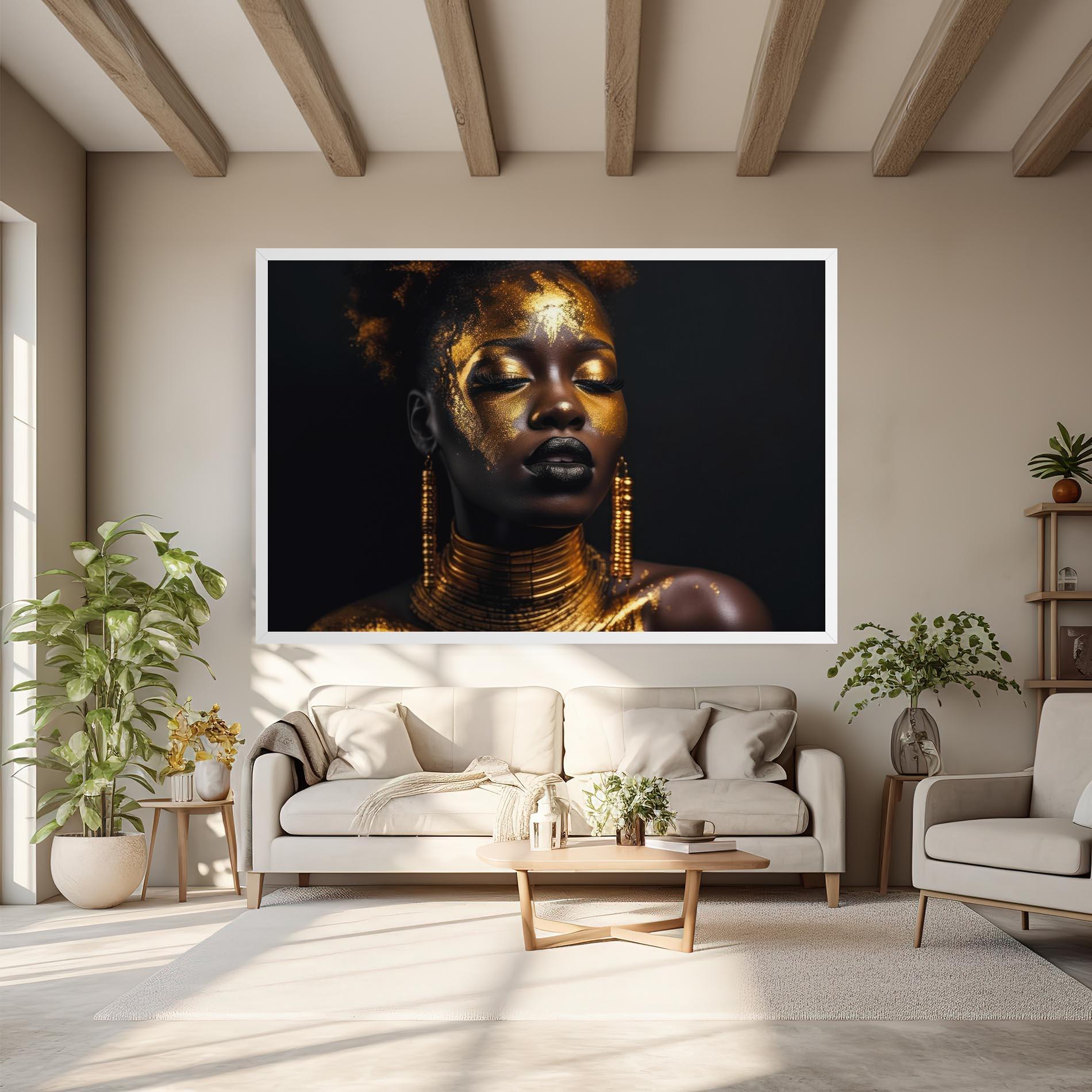 Leinwandbild Gold Makeup Black Lips mockup 6