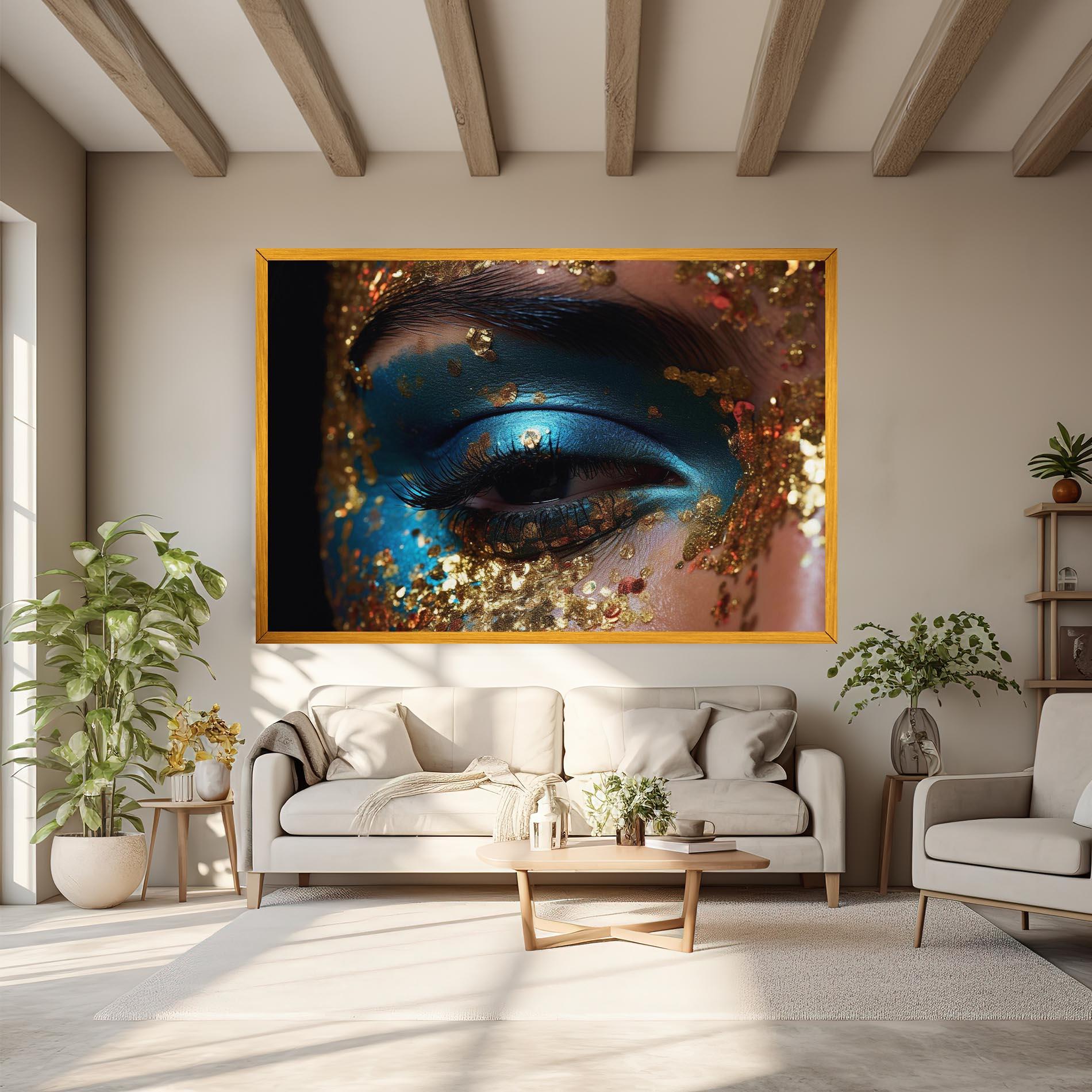 Leinwandbild Blue Gold Glitter mockup 6