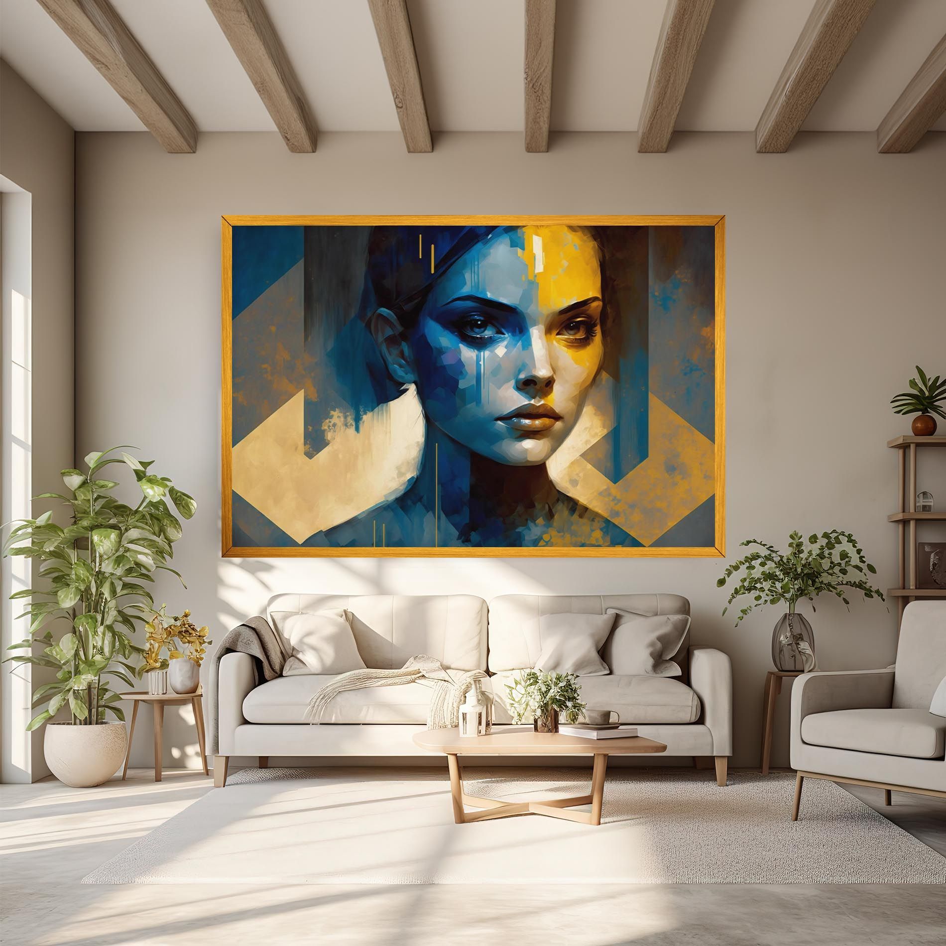 Gold Blue Face mockup 6