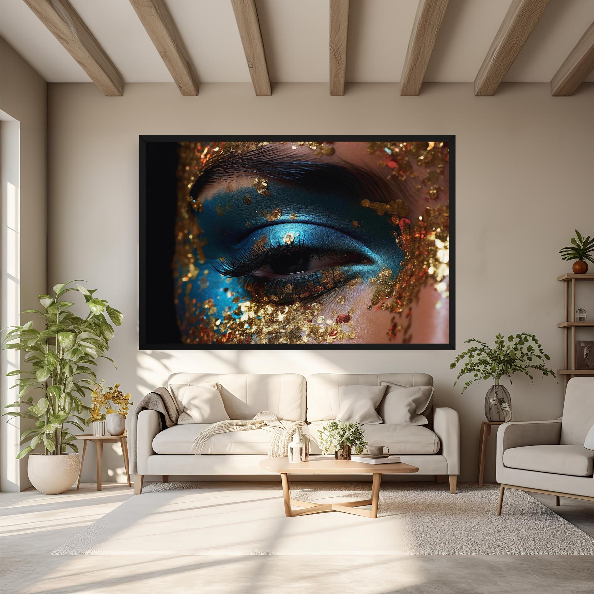 Leinwandbild Blue Gold Glitter mockup 6