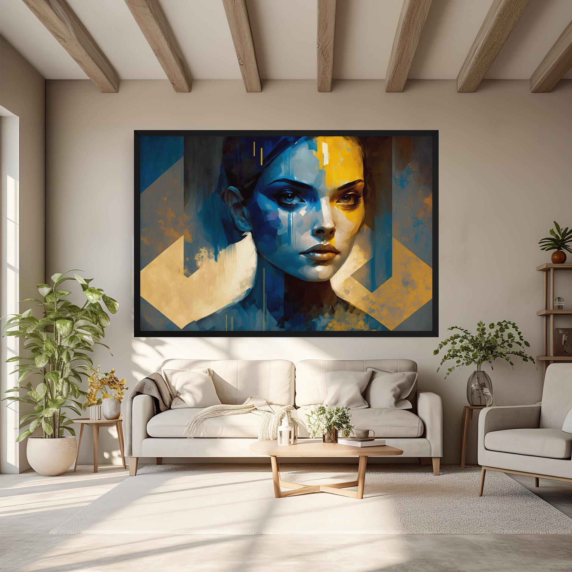 Leinwandbild Gold Blue Face mockup 6