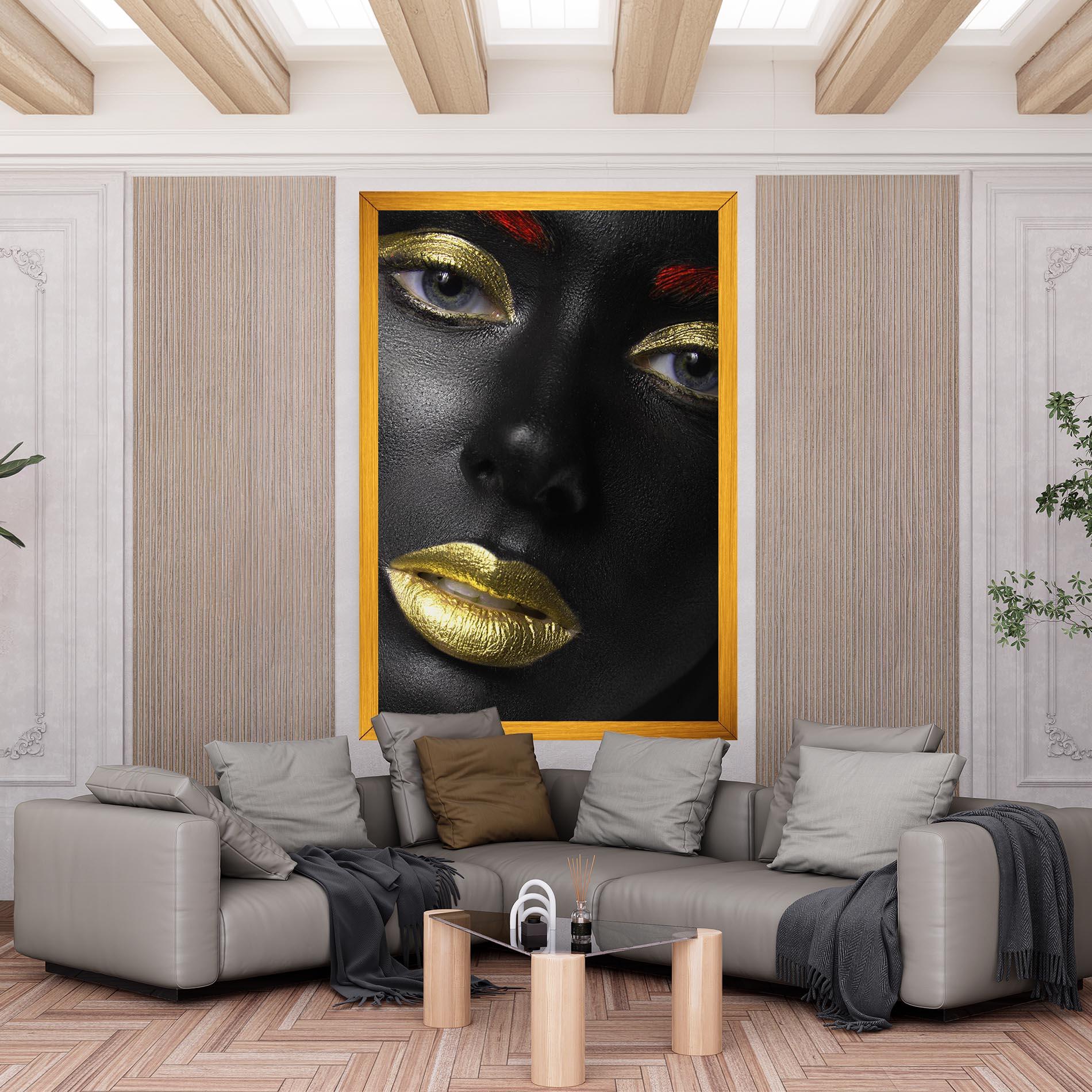 Leinwandbild Gold Make Up And Lips mockup 6