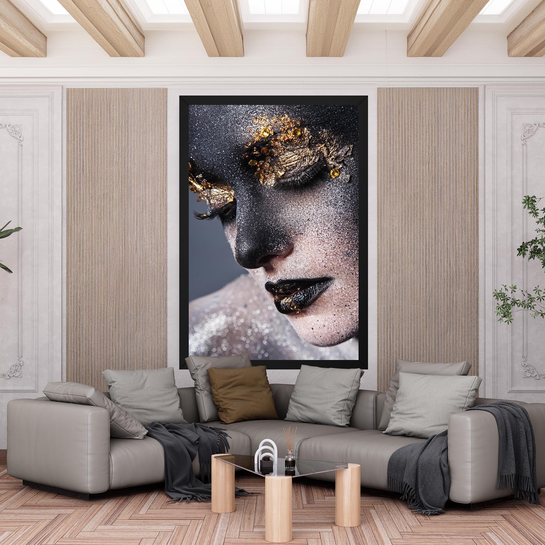 Leinwandbild Beautiful Gold Artistic Makeup mockup 6
