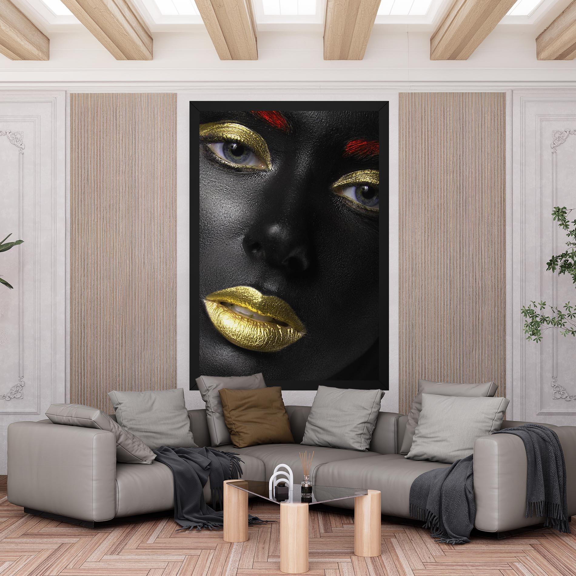 Leinwandbild Gold Make Up And Lips mockup 6