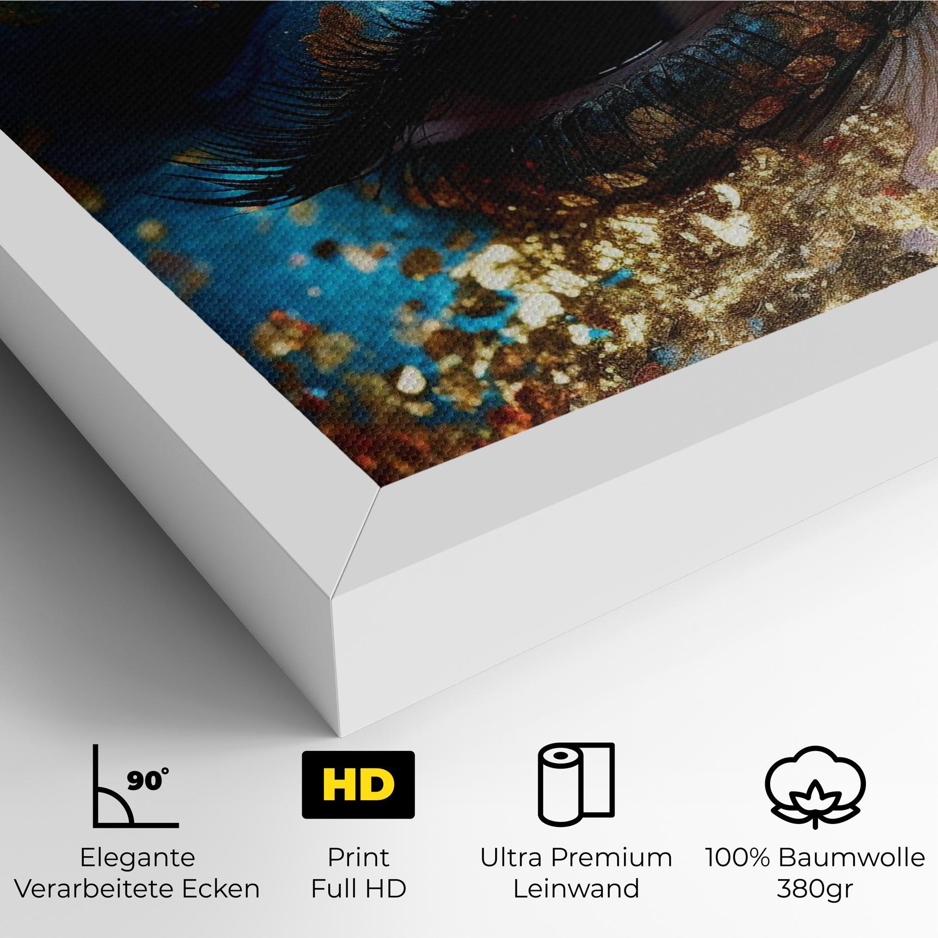 Leinwandbild Blue Gold Glitter mockup 4