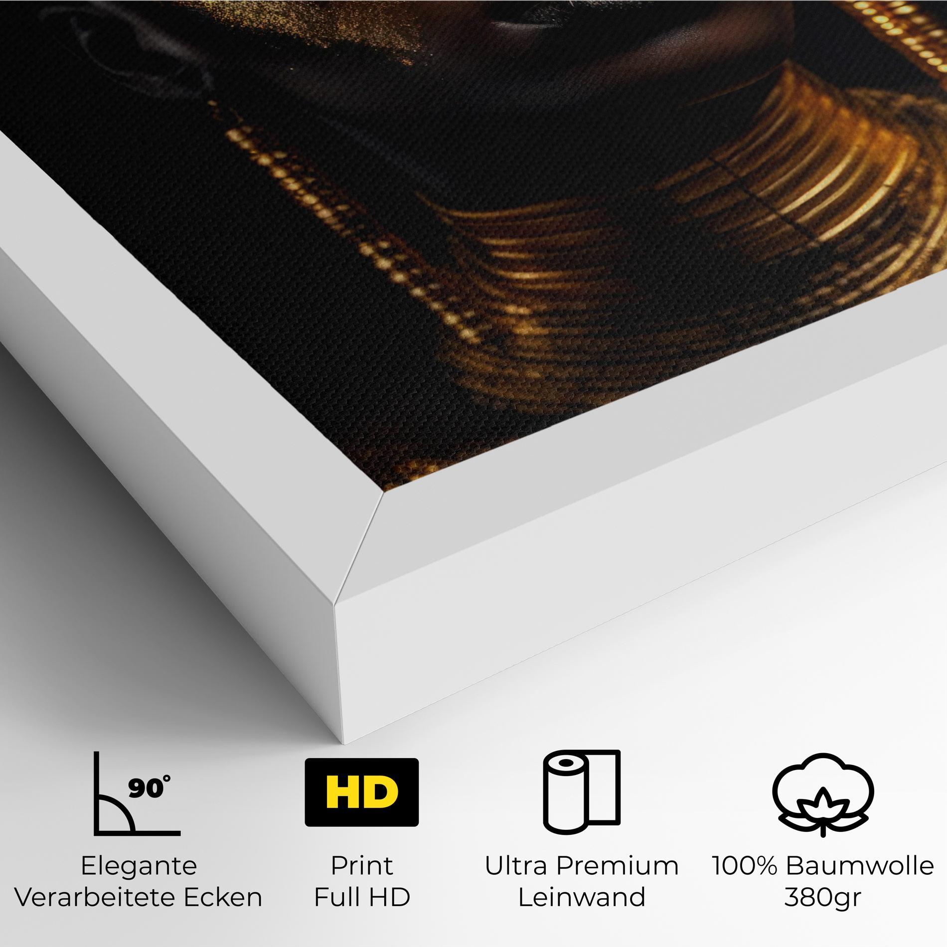 Leinwandbild Gold Makeup Black Lips mockup 4