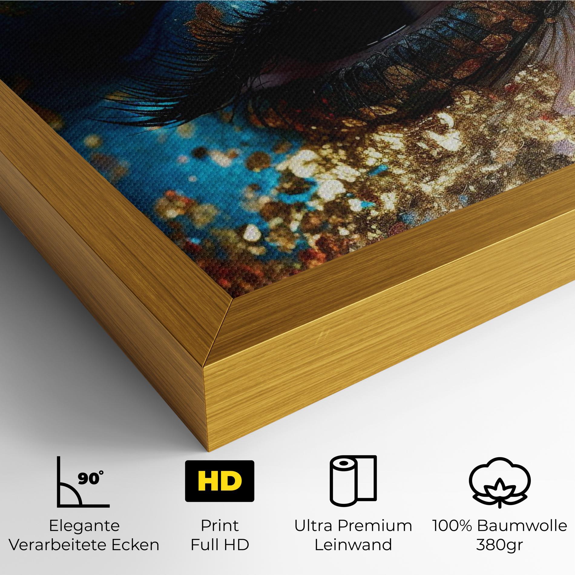 Leinwandbild Blue Gold Glitter mockup 4
