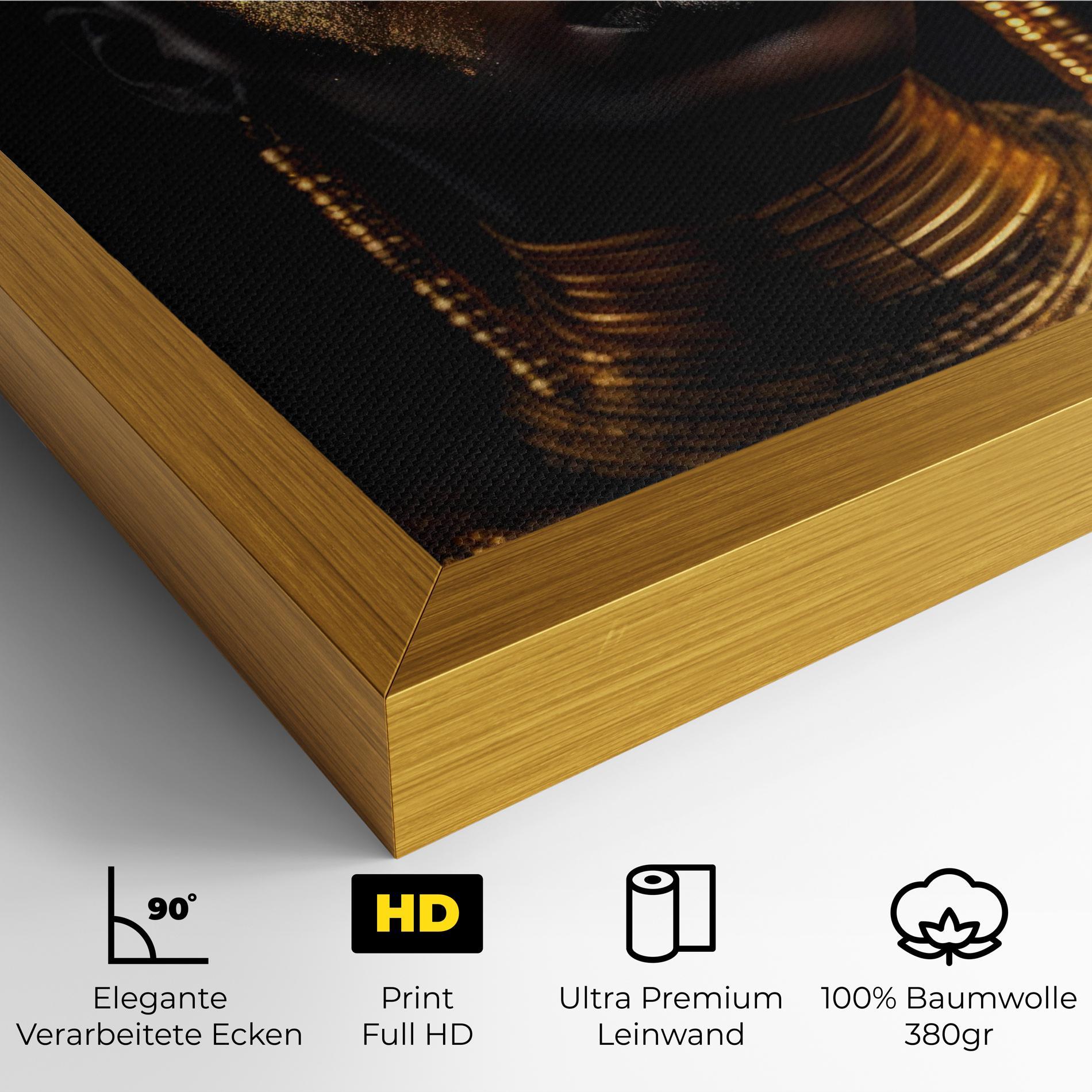 Leinwandbild Gold Makeup Black Lips mockup 4