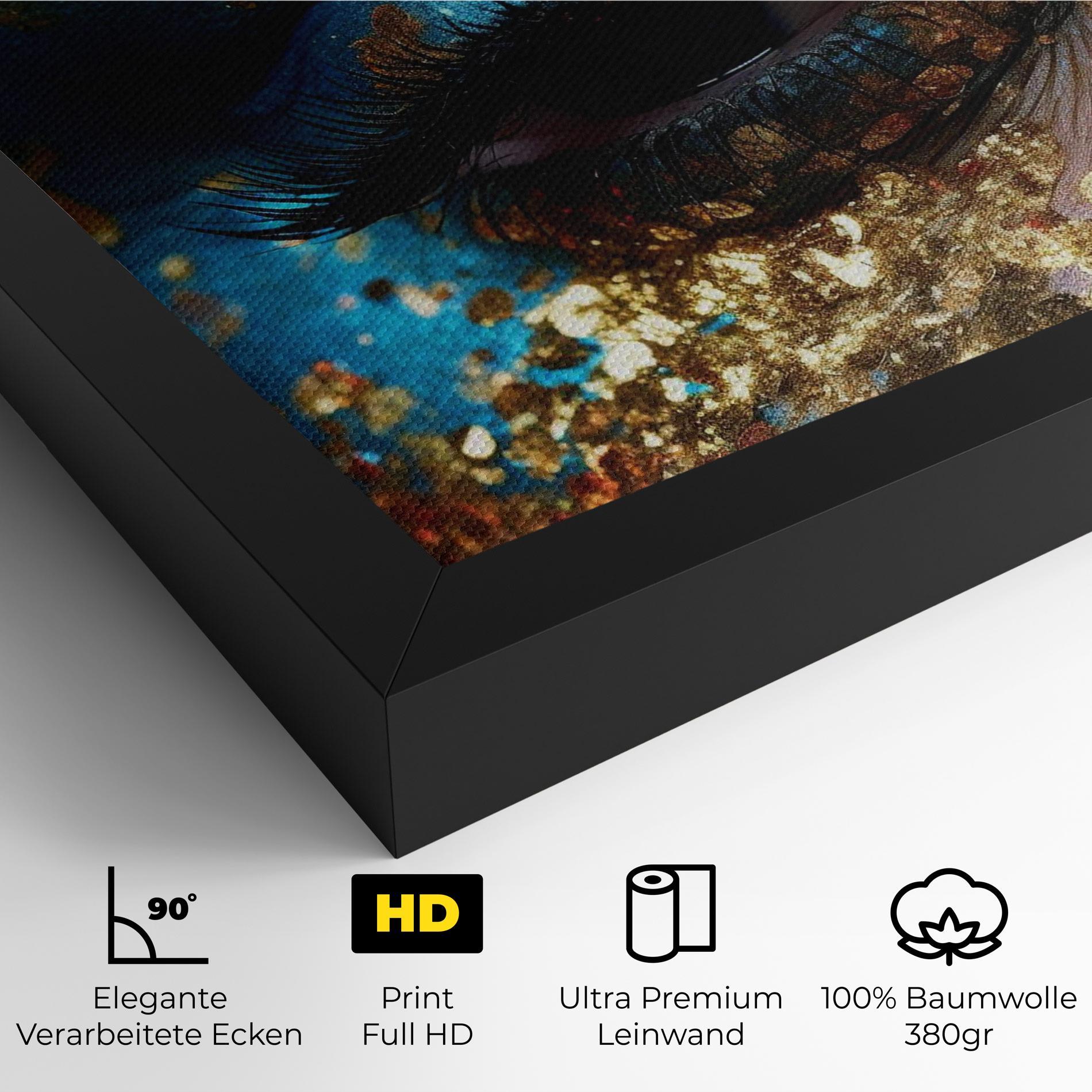 Leinwandbild Blue Gold Glitter mockup 4