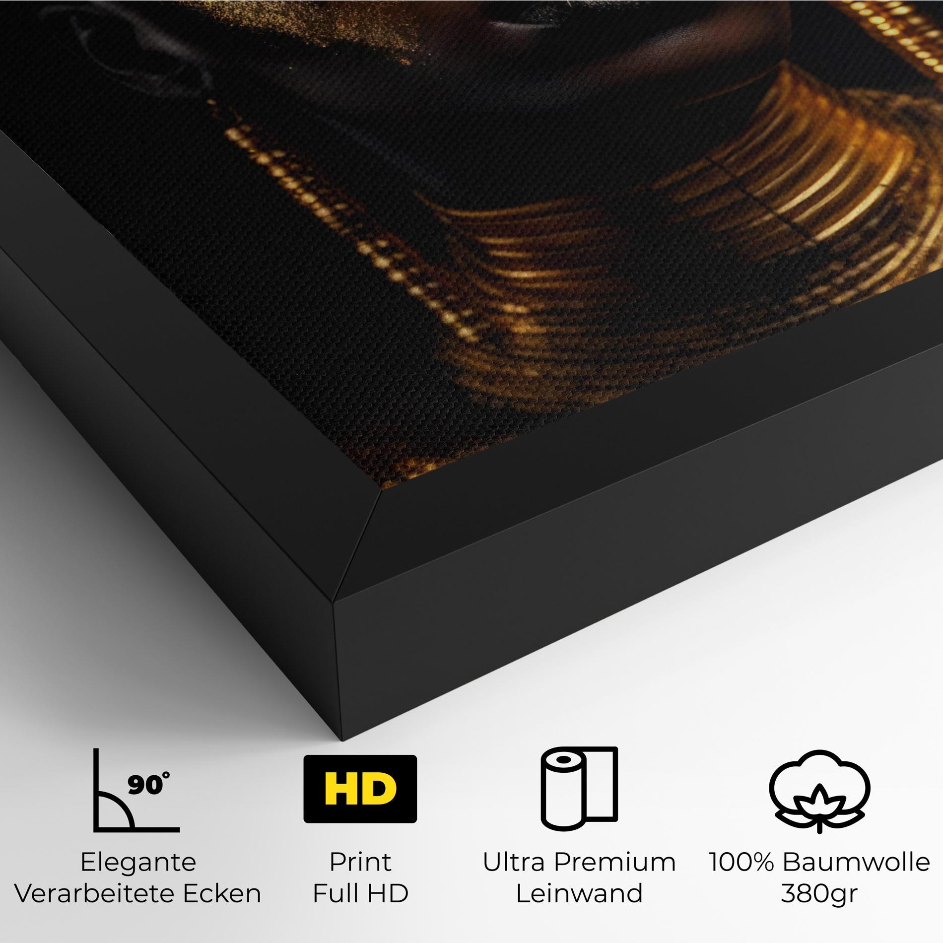 Leinwandbild Gold Makeup Black Lips mockup 4