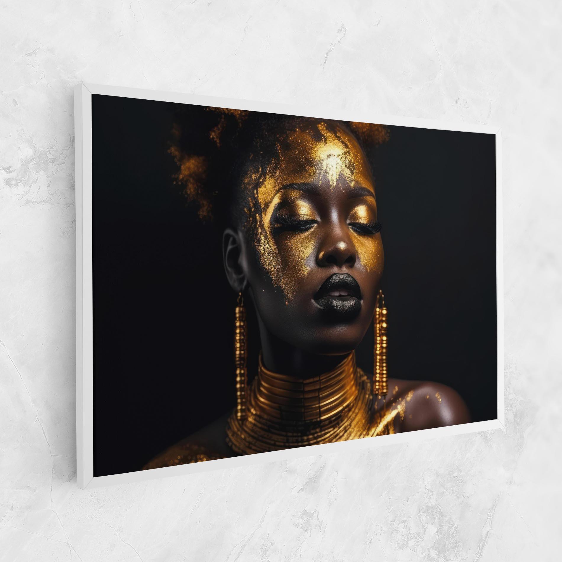 Leinwandbild Gold Makeup Black Lips mockup 1