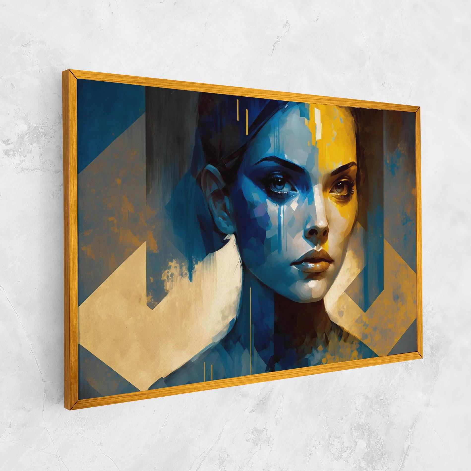 Leinwandbild Gold Blue Face mockup 1