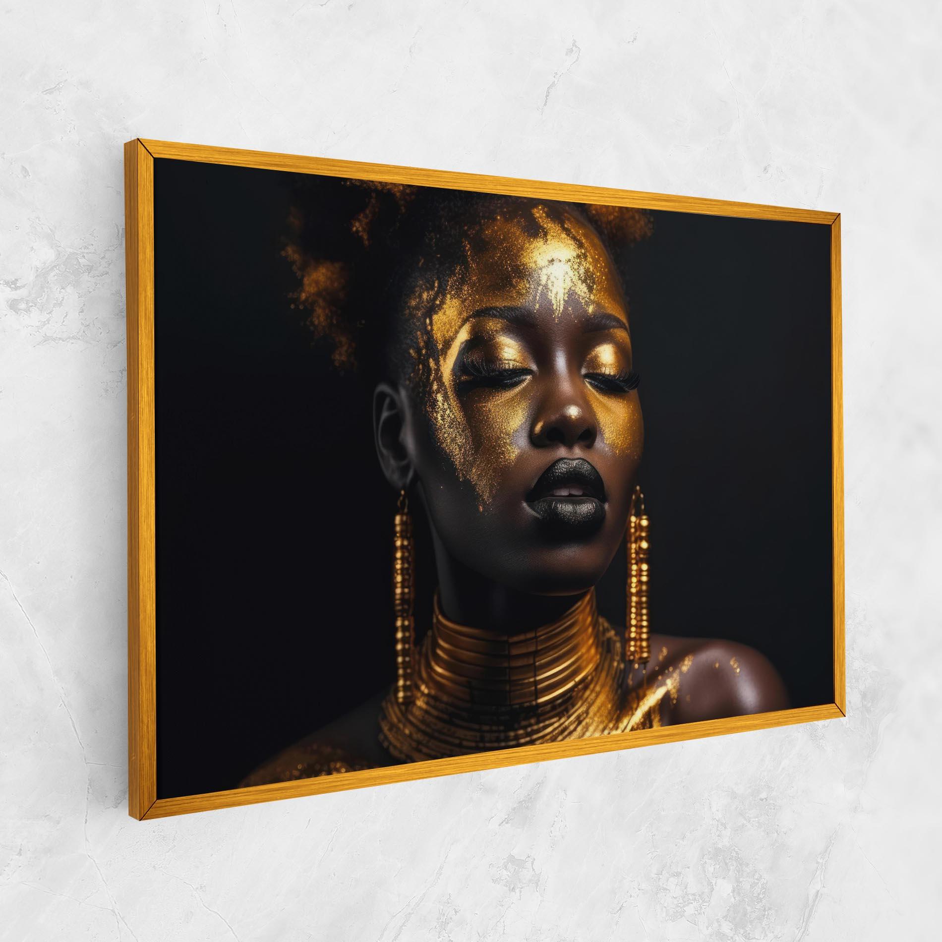 Leinwandbild Gold Makeup Black Lips mockup 1